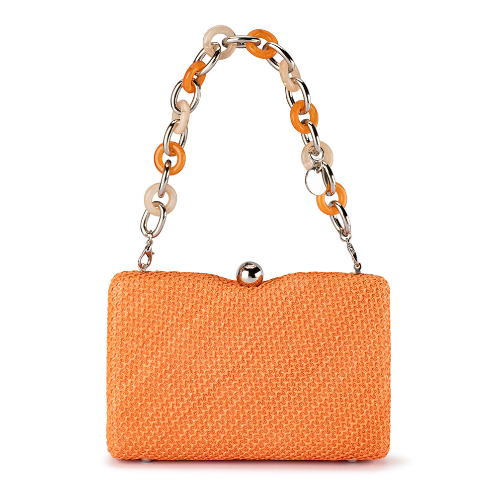 Olga Berg Birdie Textural Handle Bag - Orange