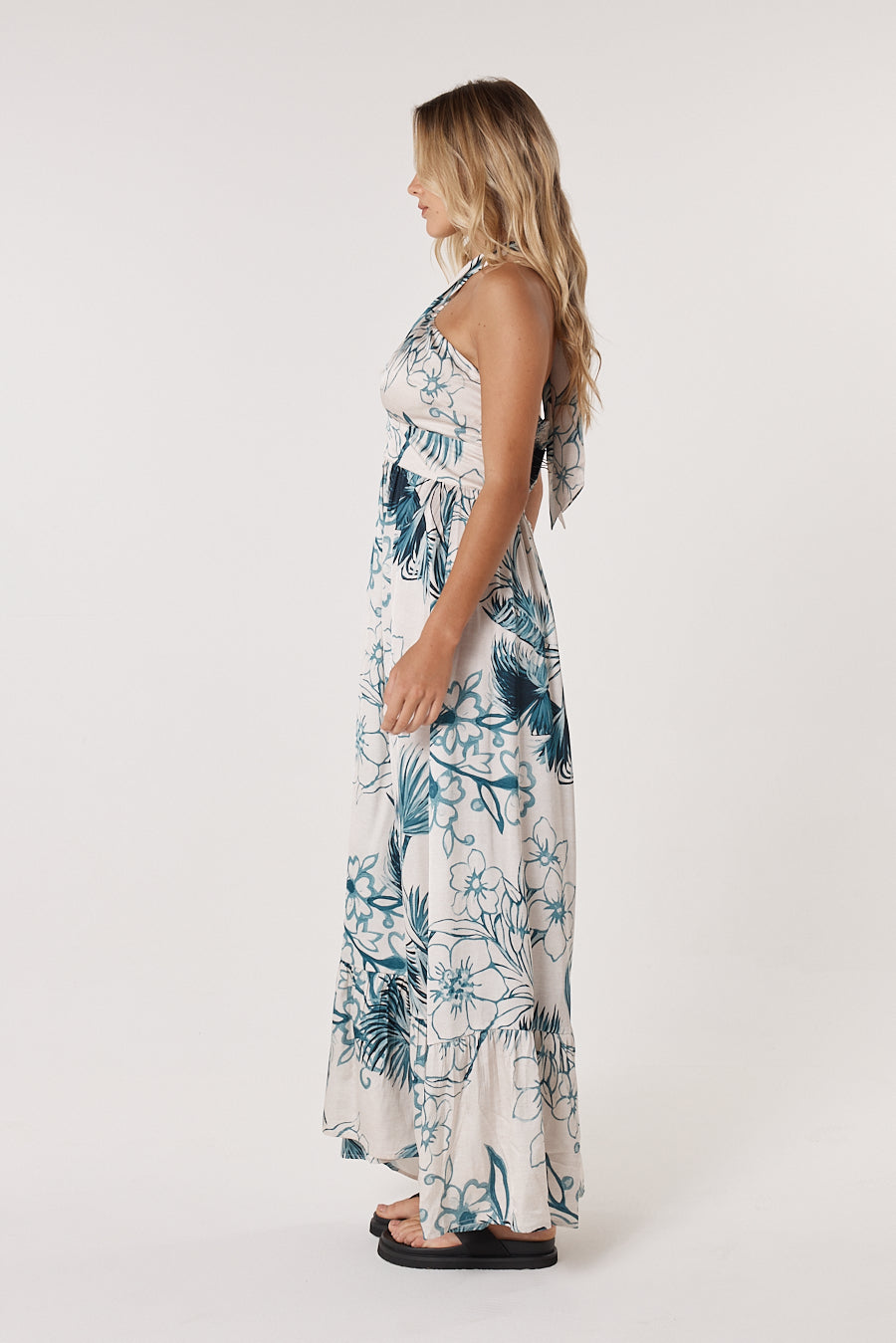 Fate+Becker Solstice Palms Halter Dress - Palm Print