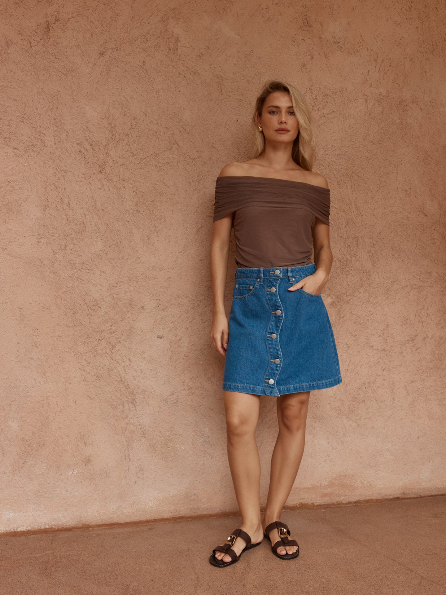 Sass Tipo Wave Denim Skirt - Classic Denim