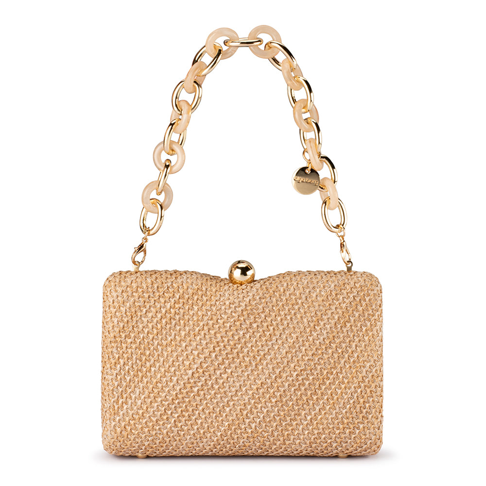 Olga Berg Birdie Textural Handle Bag - Natural