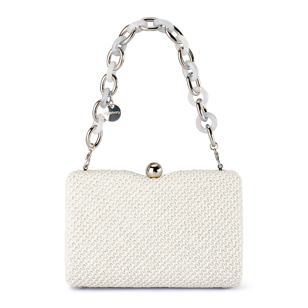 Olga Berg Birdie Textural Handle Bag - White