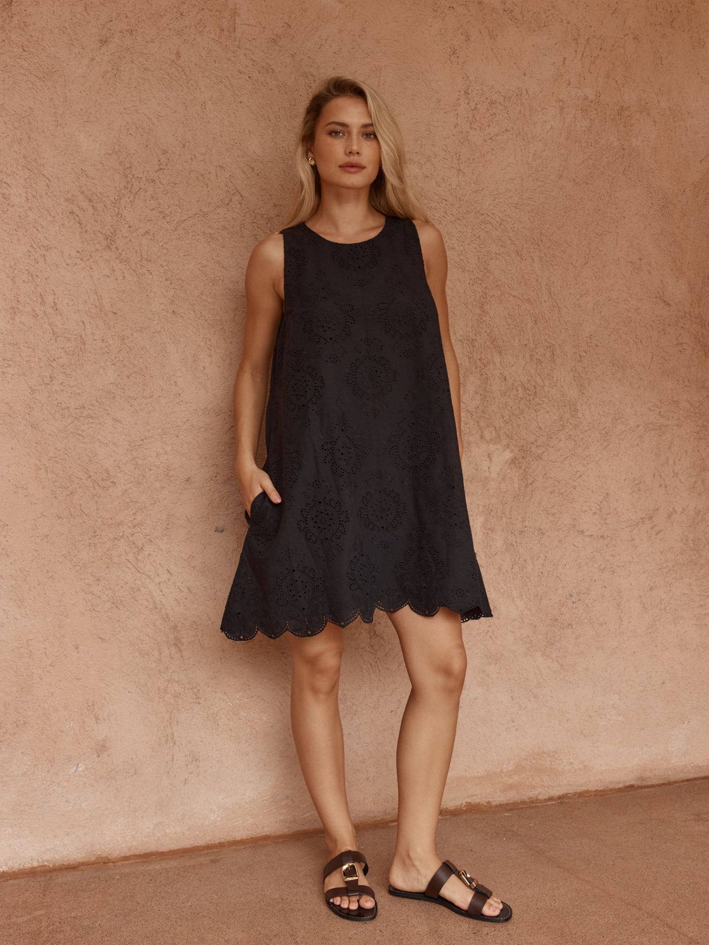 Sass Mavis Broderie Shirt Dress - Black