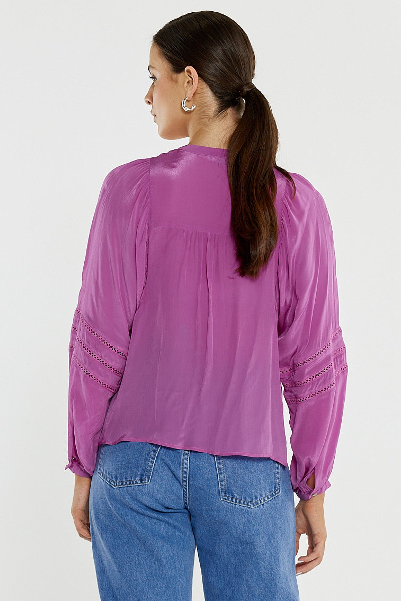 Sass Nic Trim Blouse - Fuschia