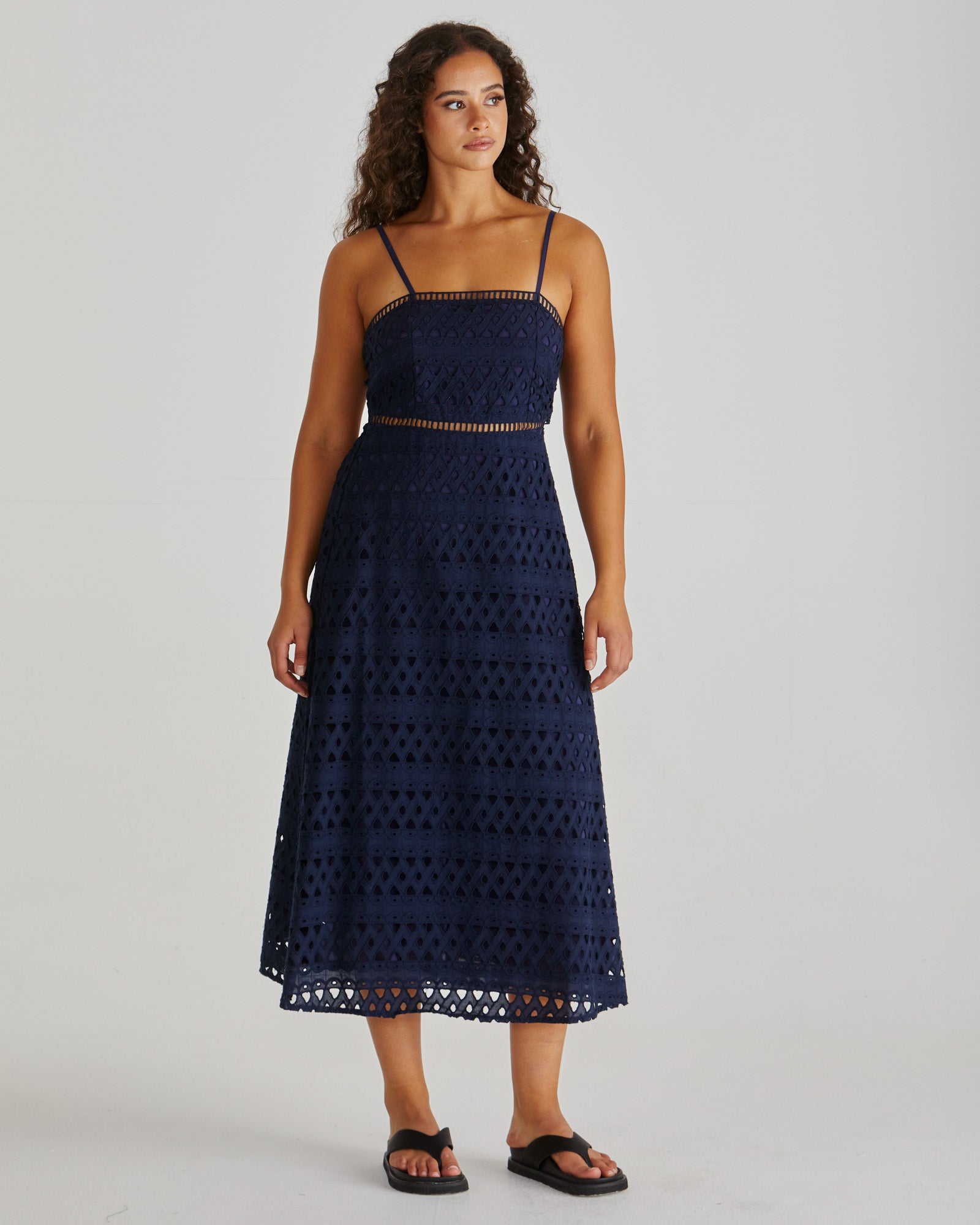 Sass Steva Kali Broderie Dress - Navy