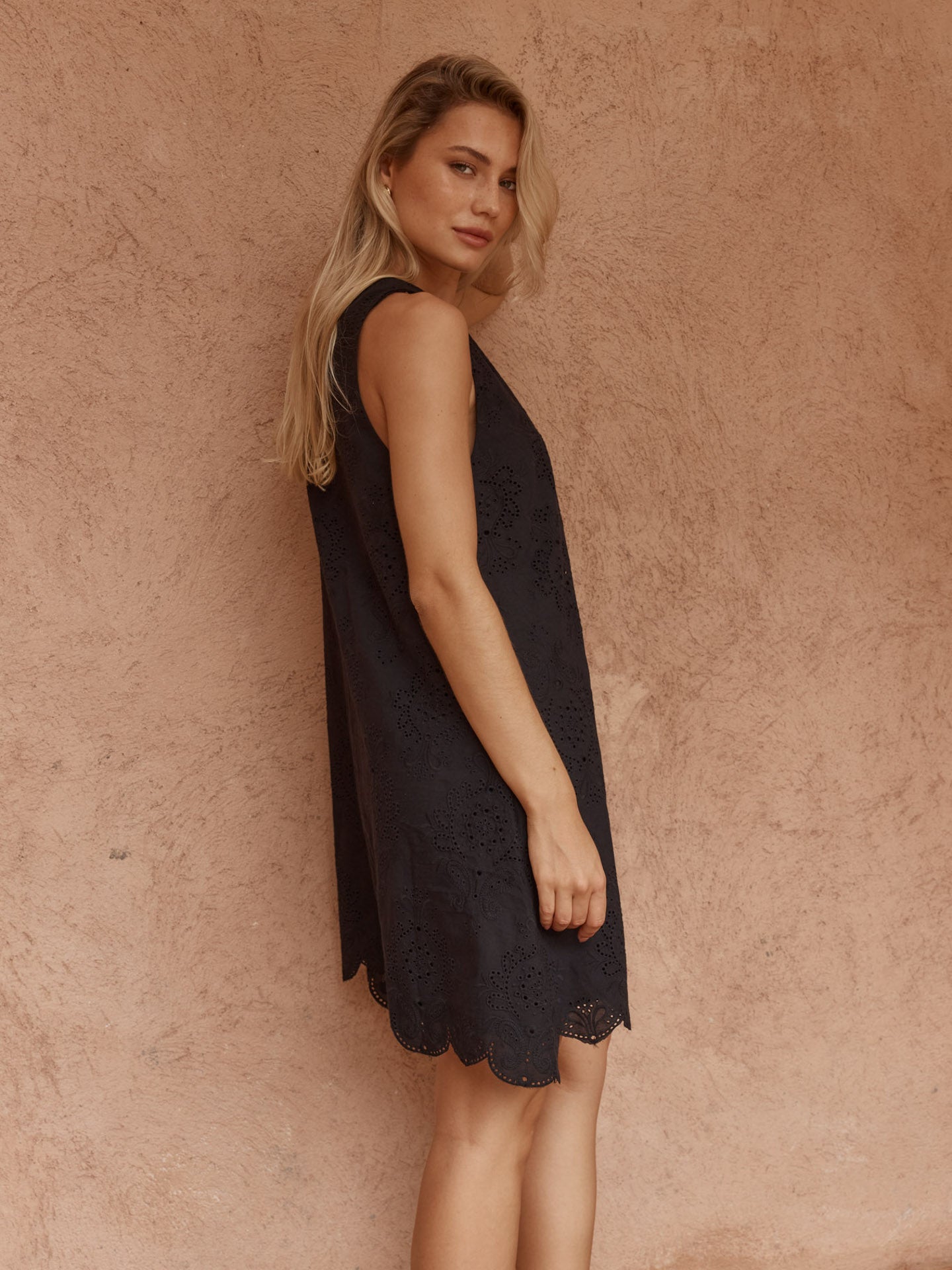 Sass Mavis Broderie Shirt Dress - Black