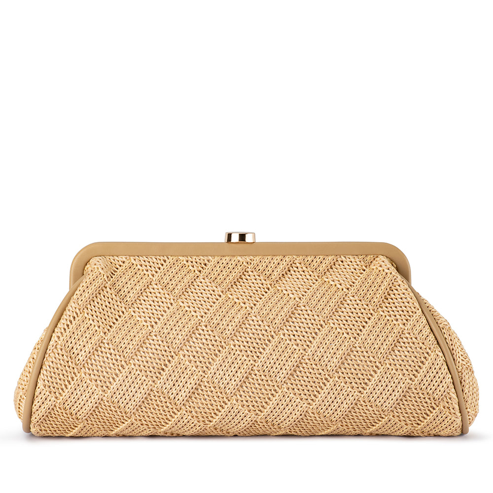 Olga Berg Lois Woven Frame Bag - Natural