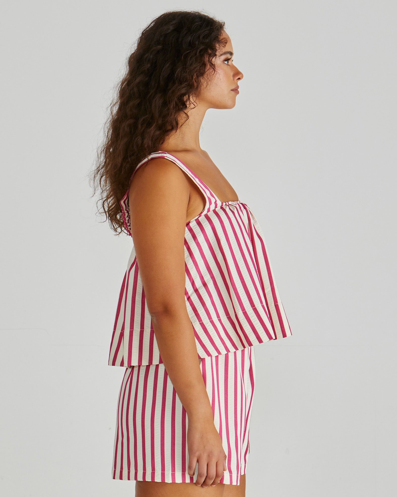 Sass Henri Baby Doll Top - Pink Stripe