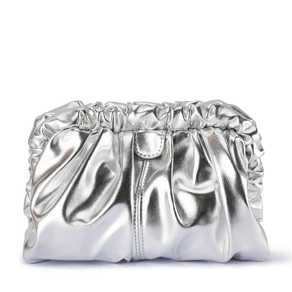 Olga Berg Betty Metallic Clutch - Silver