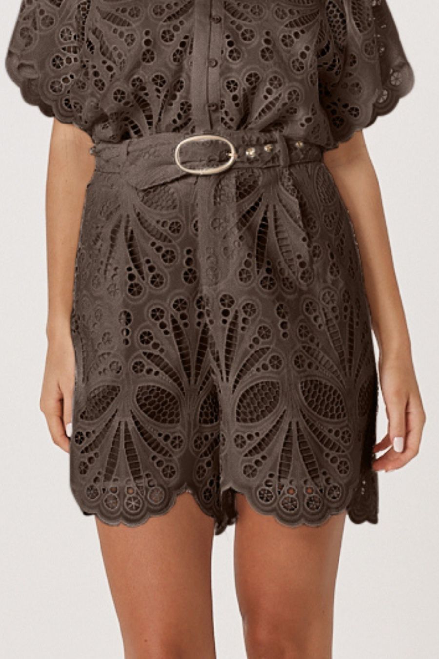 Fate+Becker Elara Broderie Short - Chocolate