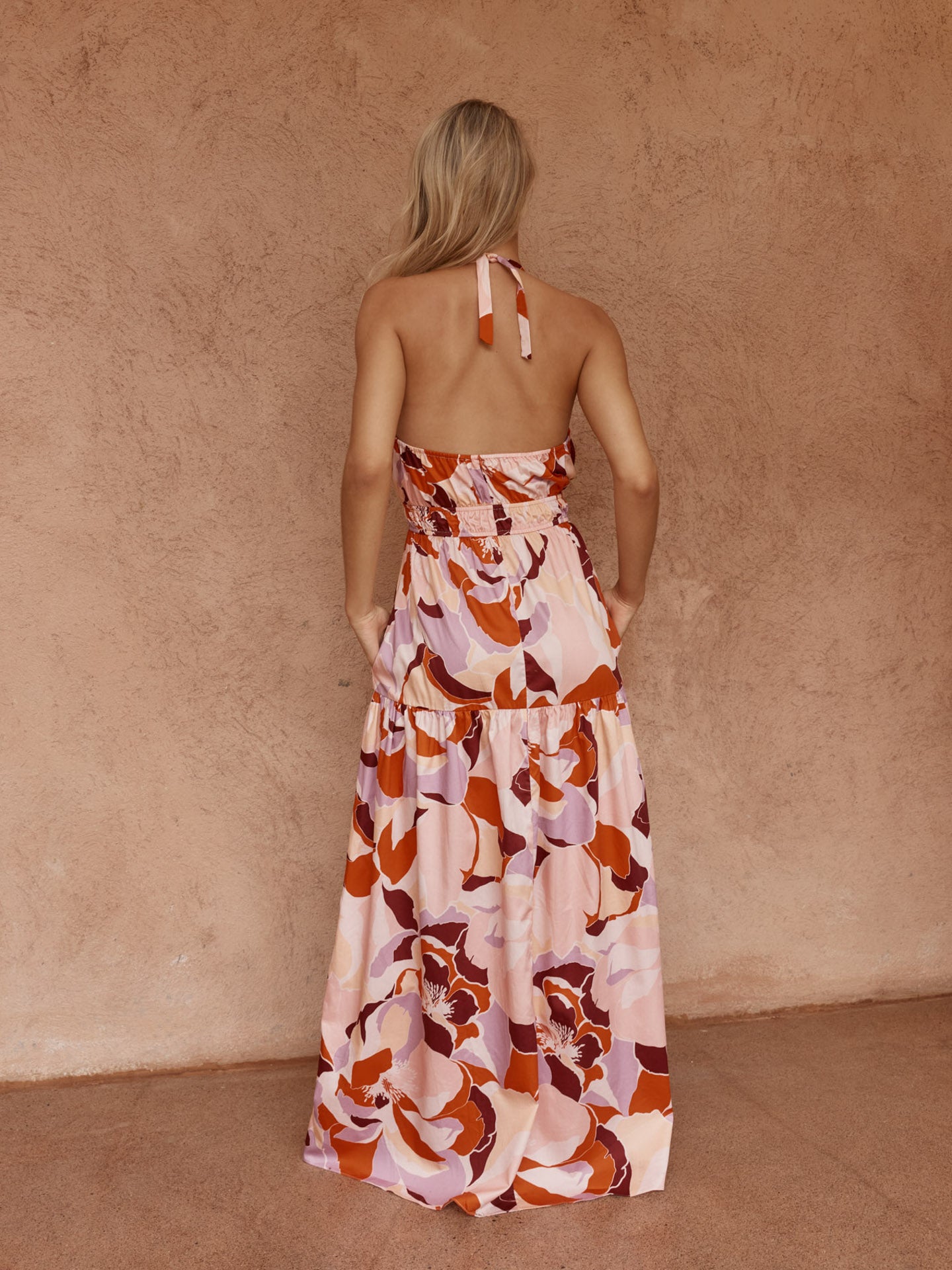Sass Reese Halter Dress - Peony Print