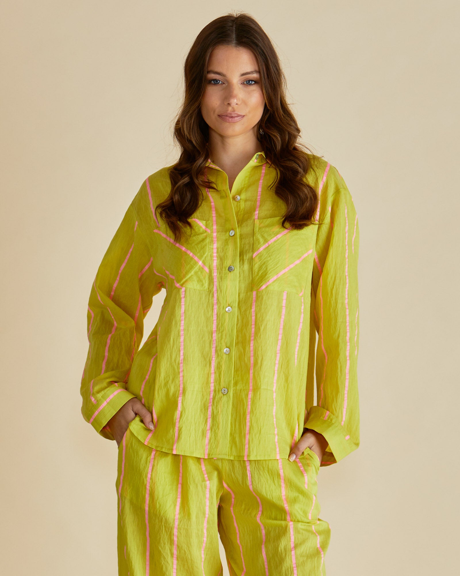 Betty Basics Hayman Shirt - Yellow/Pink Stripe