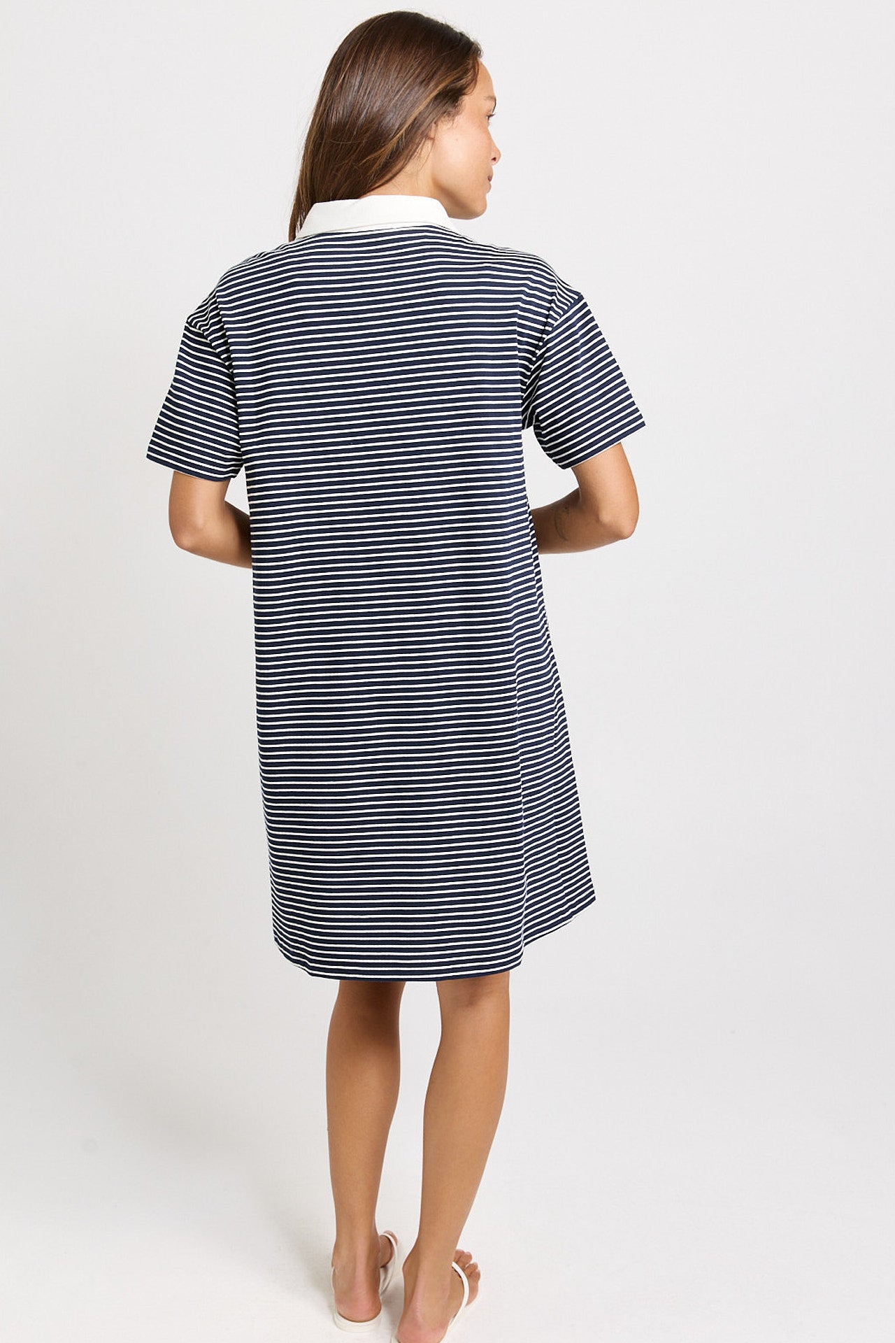 Betty Basics Freddy Polo Dress - Navy/White Stripe