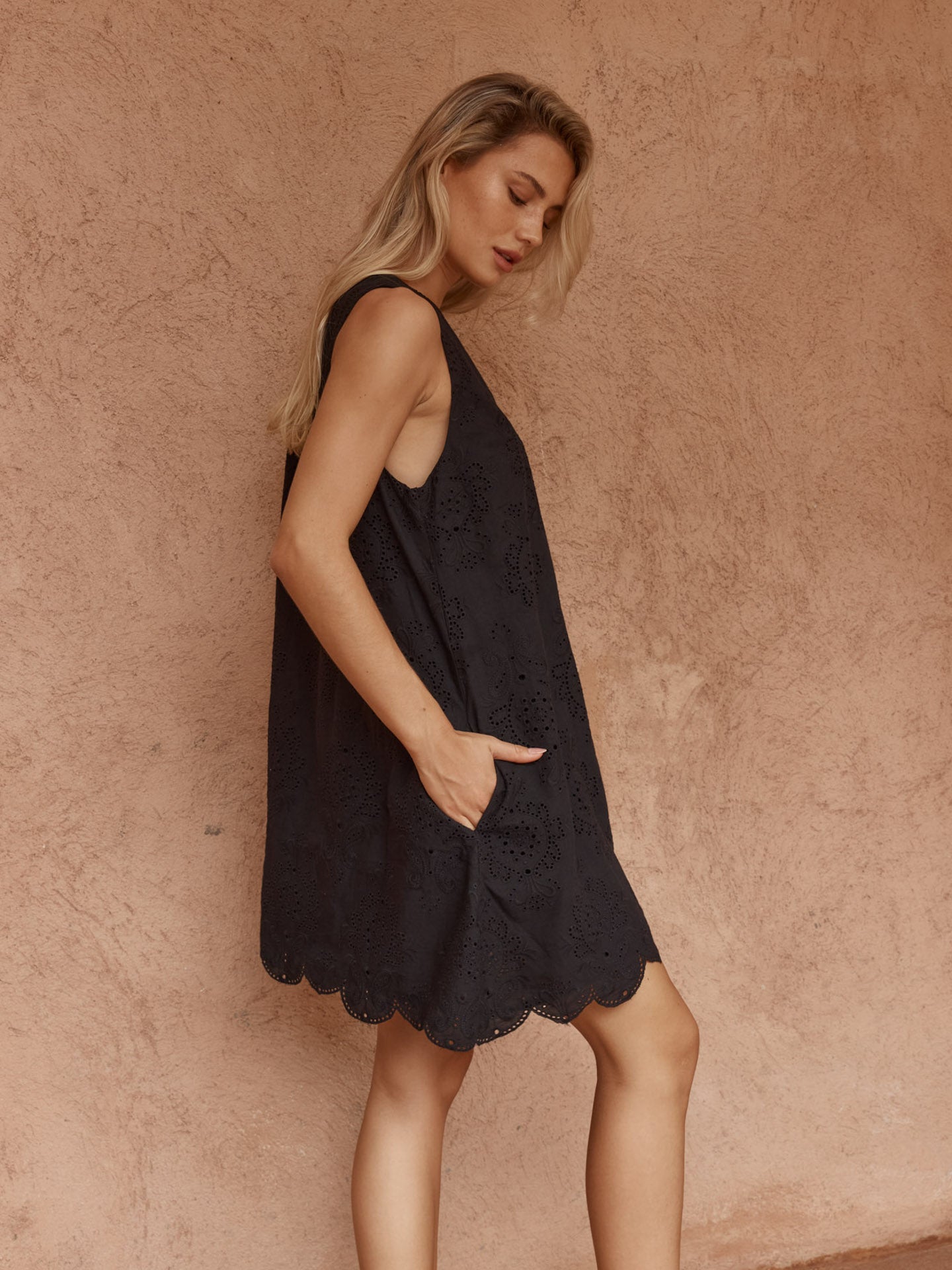 Sass Mavis Broderie Shirt Dress - Black