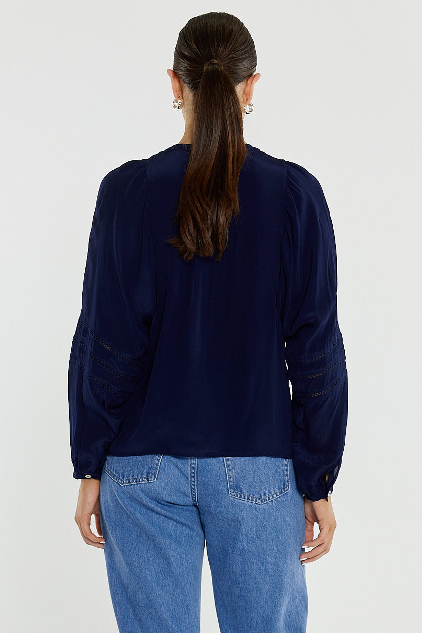 Sass Nic Trim Blouse - Ink