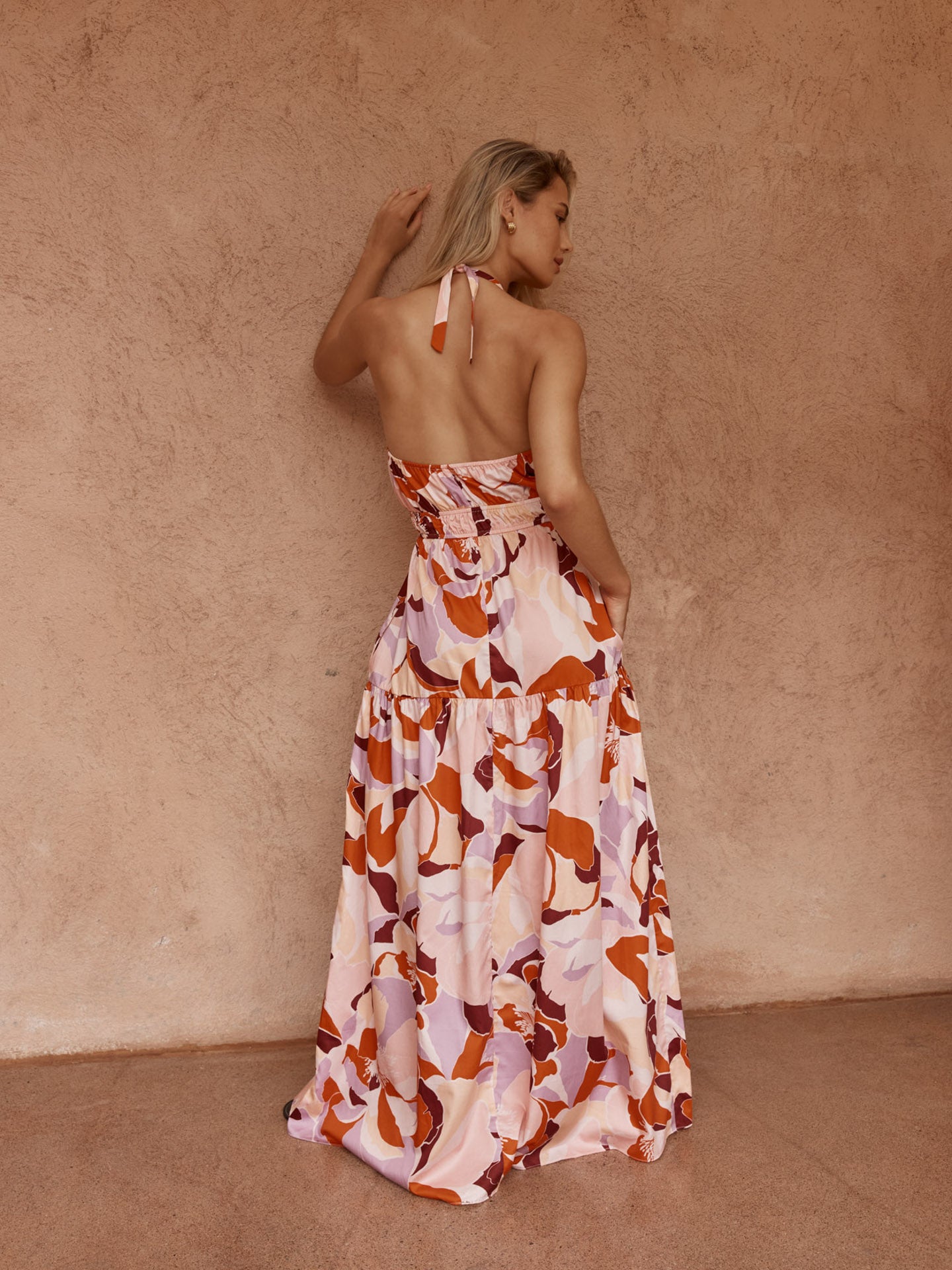 Sass Reese Halter Dress - Peony Print