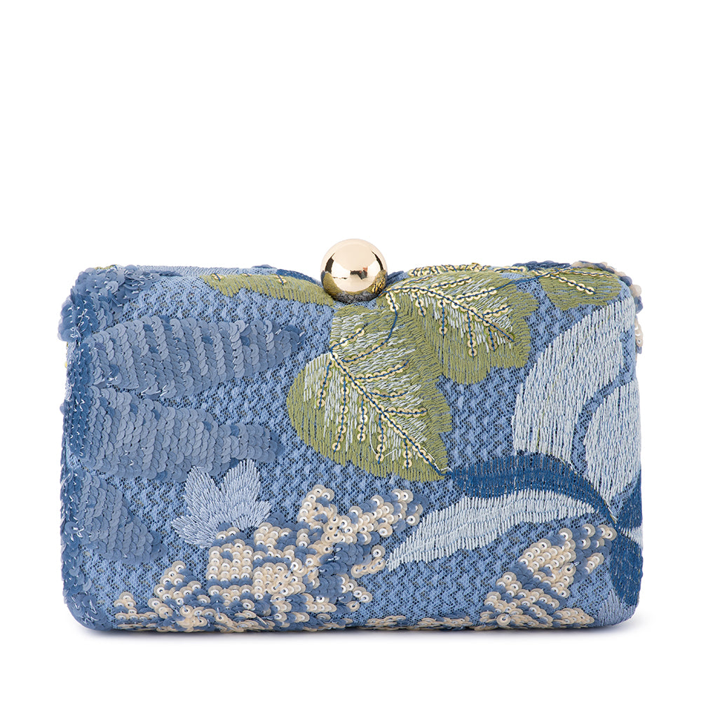 Olga Berg GRETA Floral Clutch - Blue