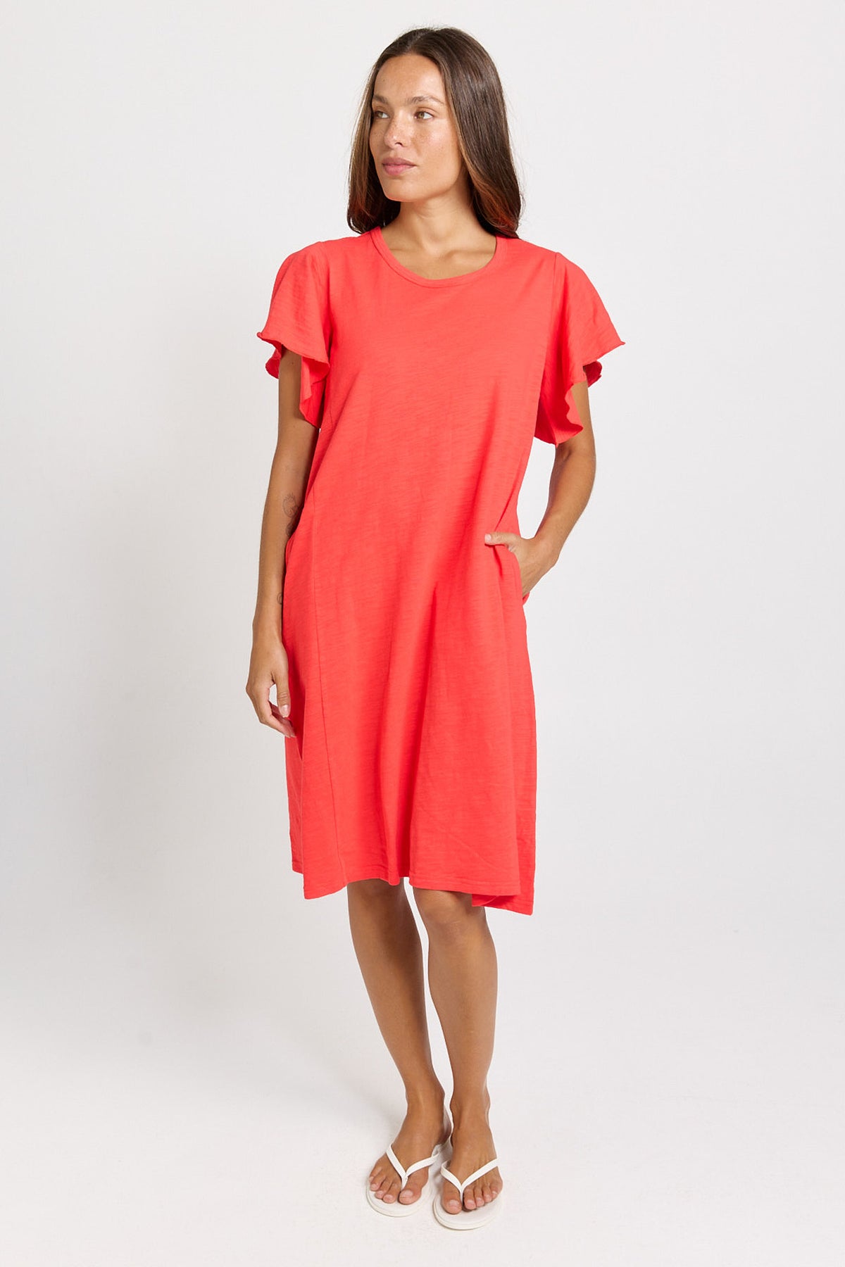 Betty Basics Celene Frill Dress - Red
