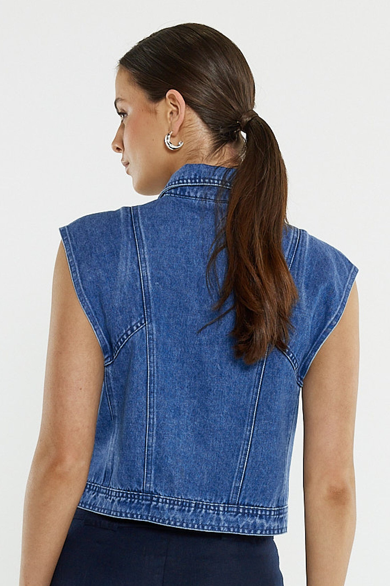 Sass Christian Denim Vest - Classic Blue