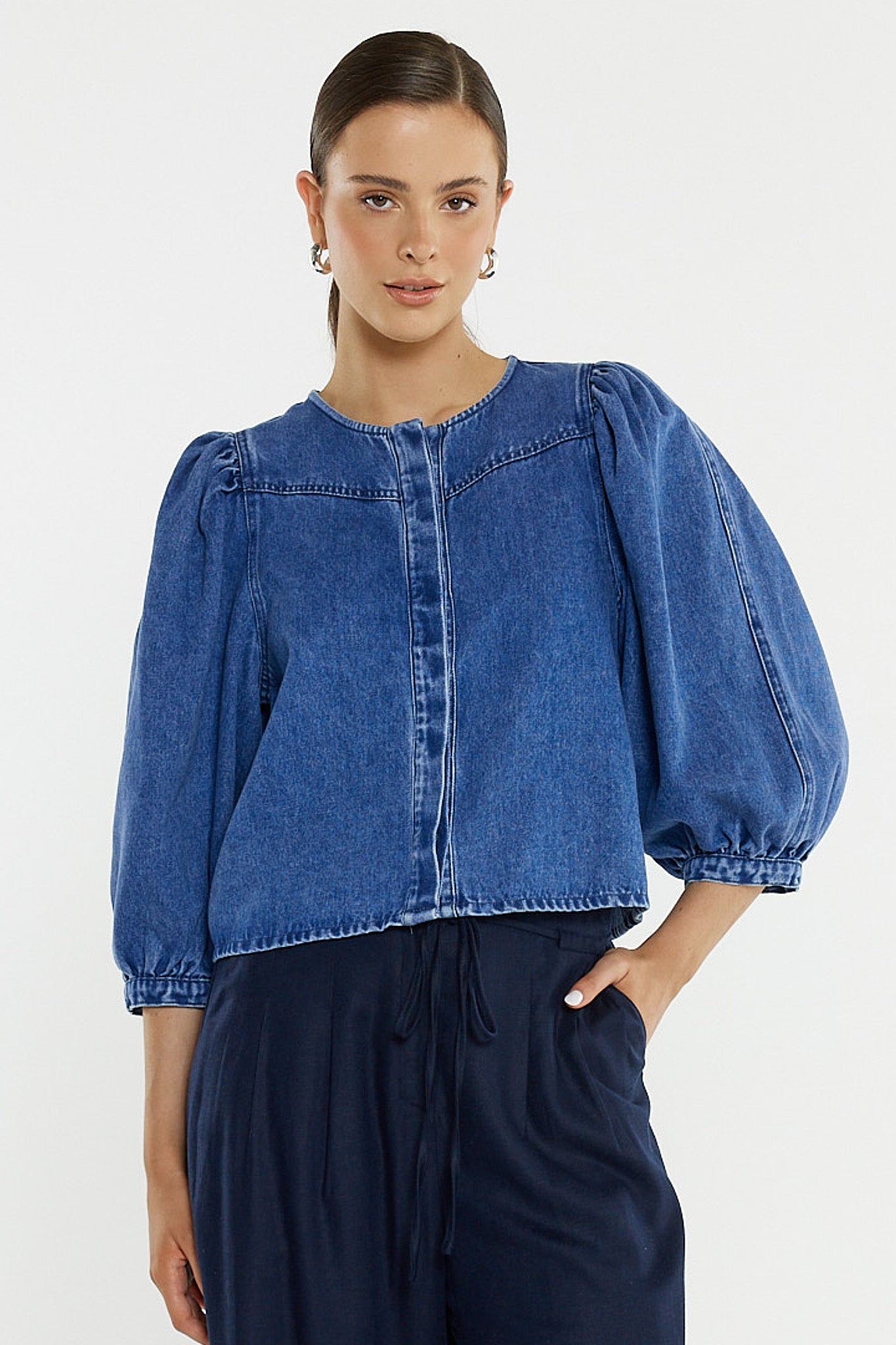 Sass Hayes Denim Shirt - Classic Blue