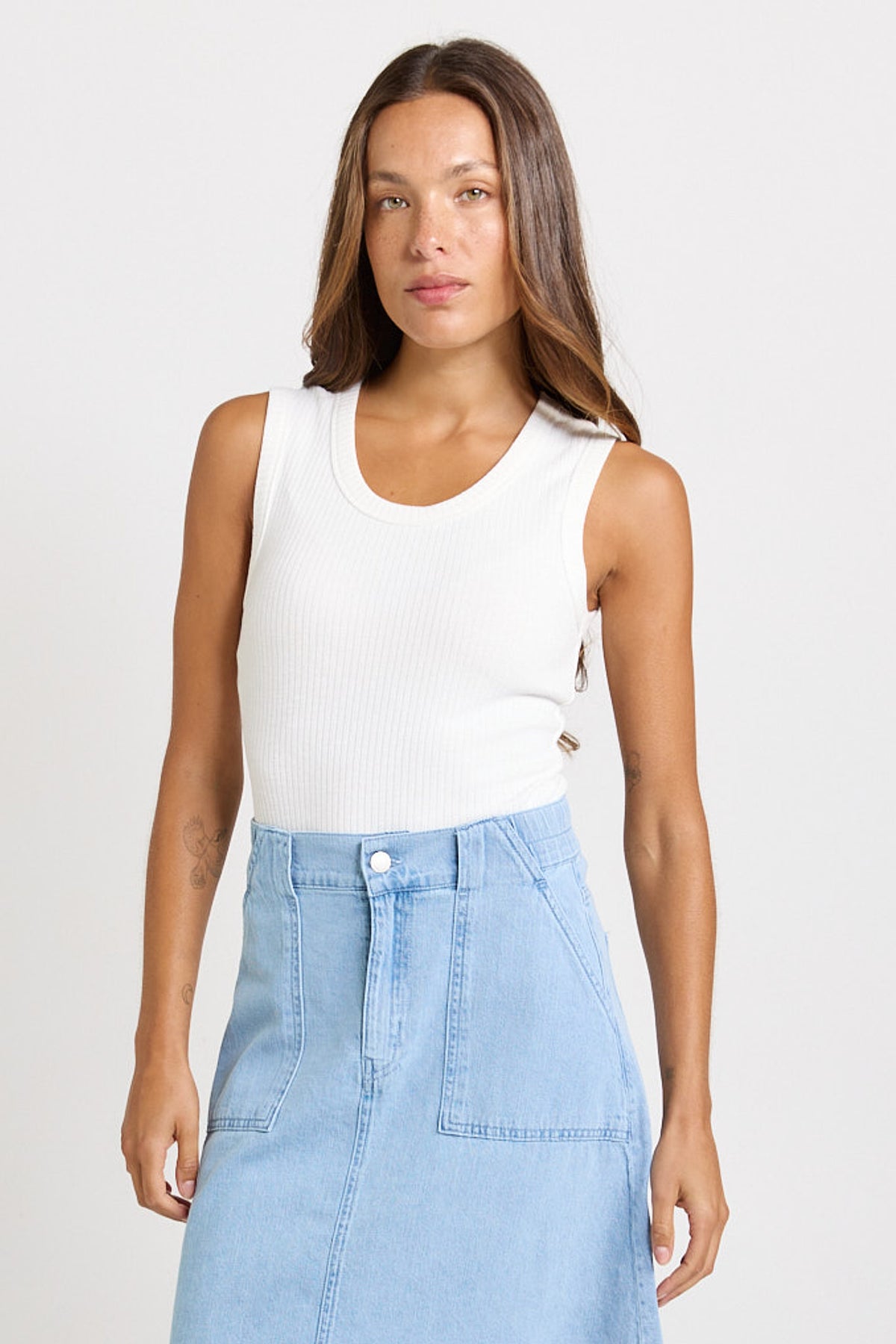 Betty Basics Francis Rib Tank - White