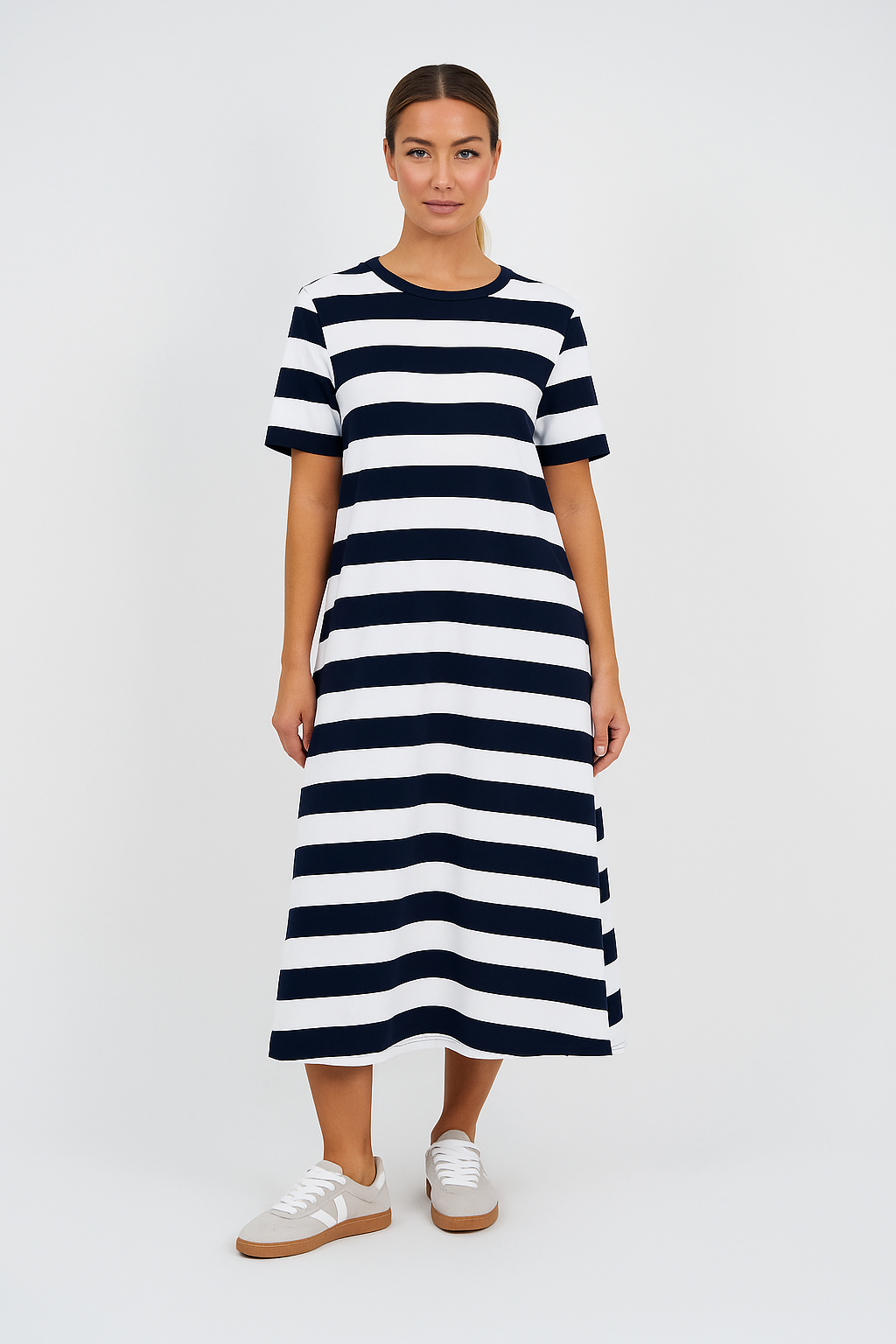 Liberty Rose Wide Stripe Relaxed Dress -Navy/White