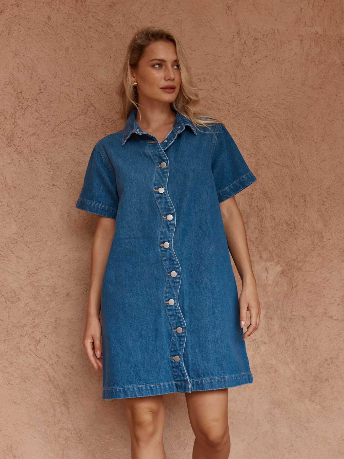 Sass Pepe Wave Denim Dress - Classic Blue