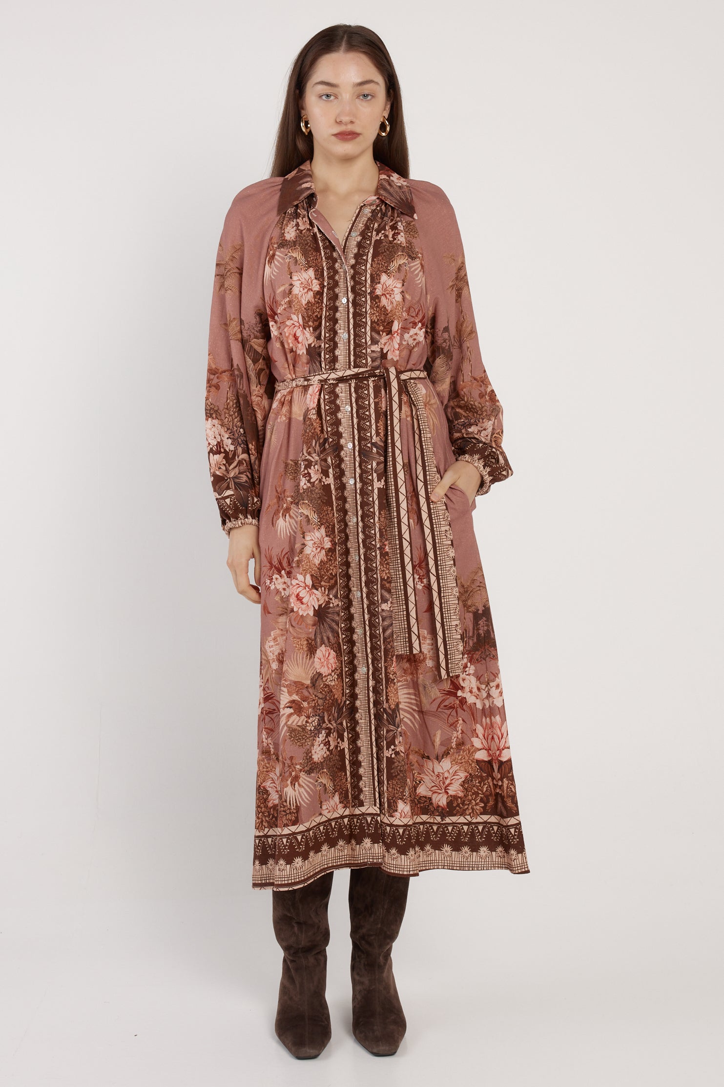 Fate+Becker Nina Shirt Dress - Dark Scarf Print