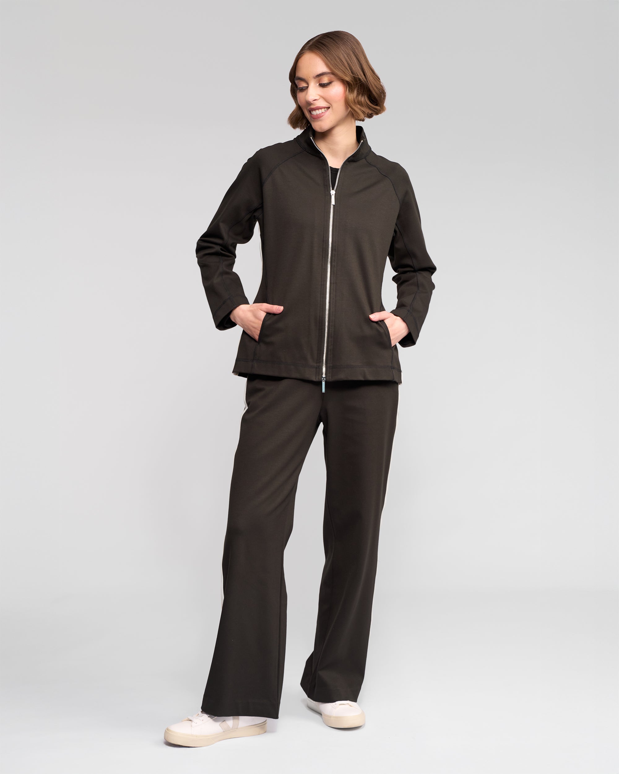 Vassalli Weekend Zip-up Top - Dark Hunter