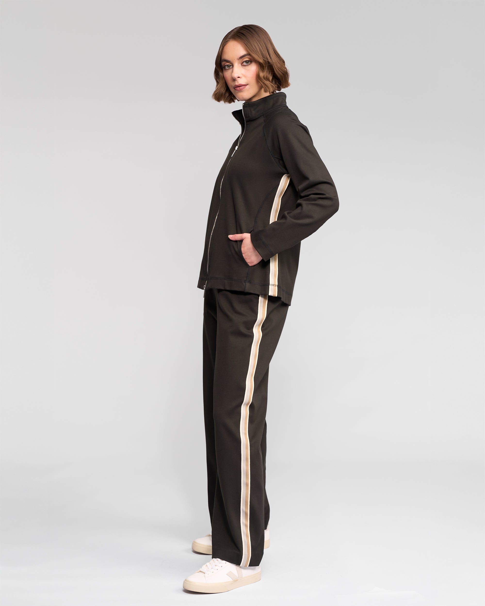 Vassalli Weekend Zip-up Top - Dark Hunter