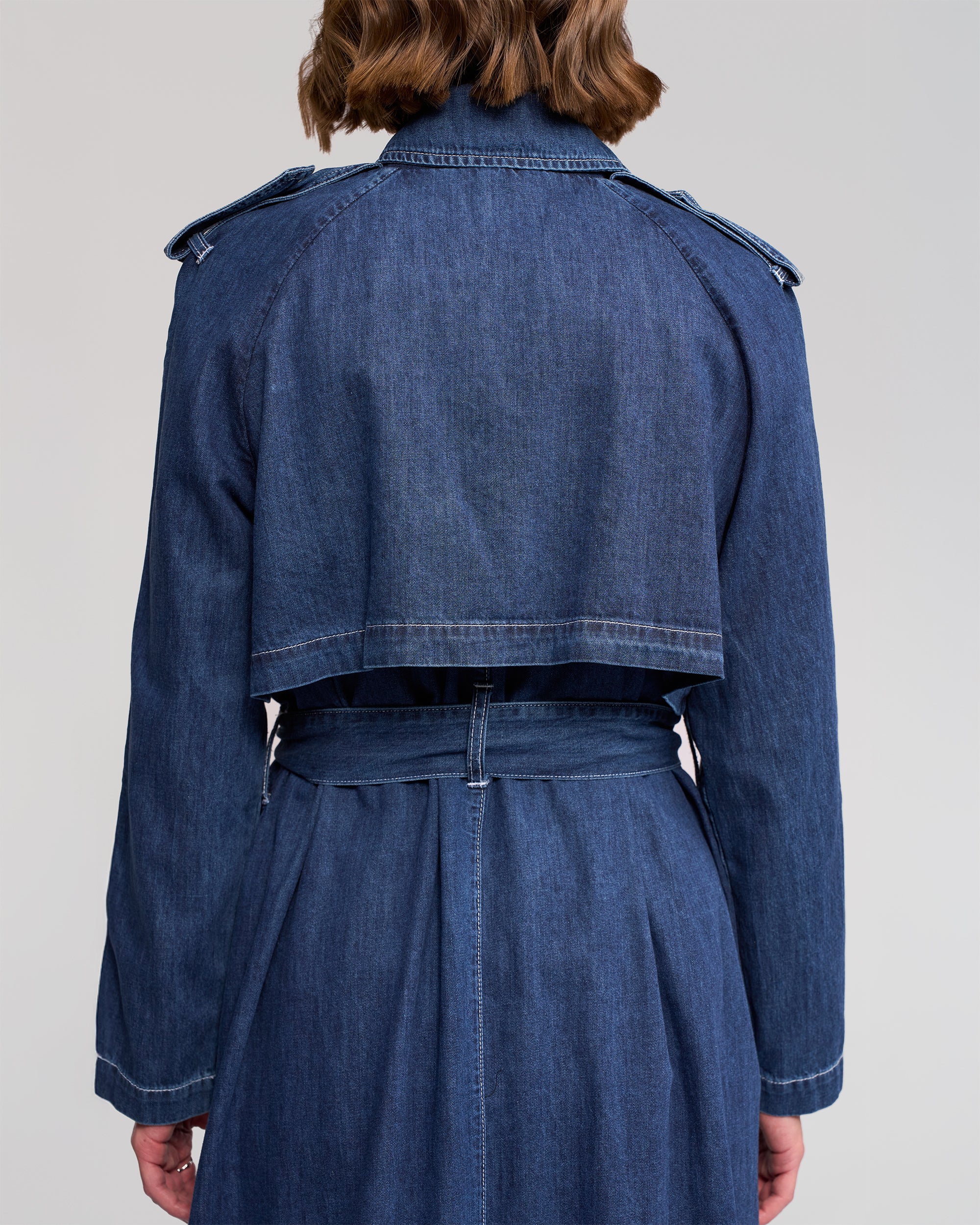Vassalli Galaxy Denim Trench - Dark Blue