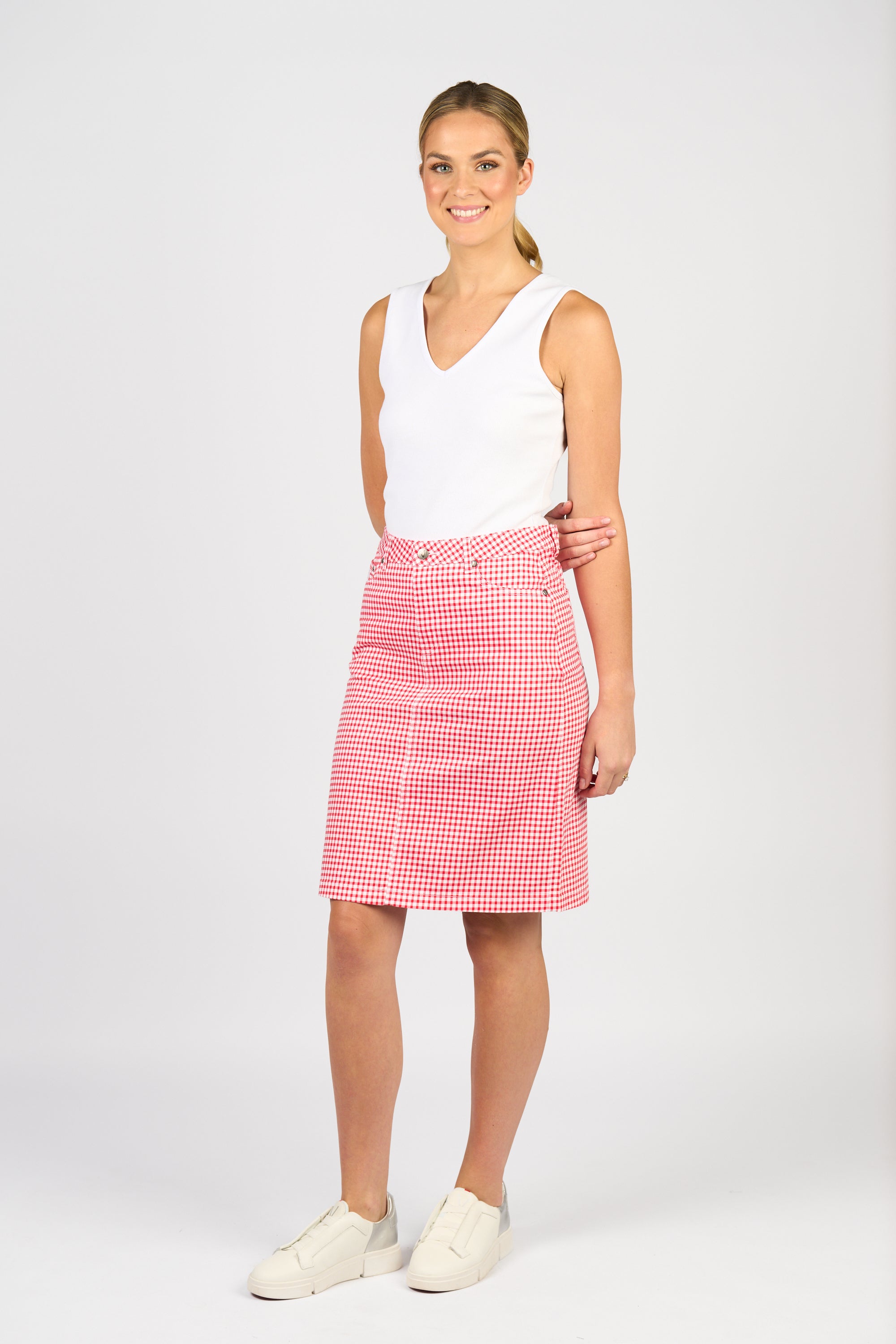 Vassalli Printed Skirt - Red Gingham