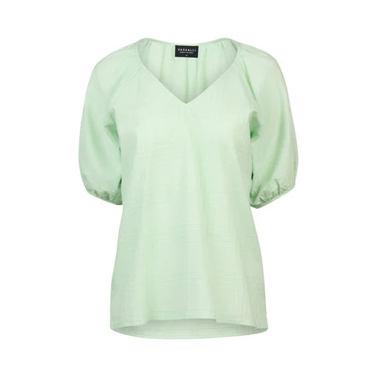 Vassalli Printed V Neck Top - Mint