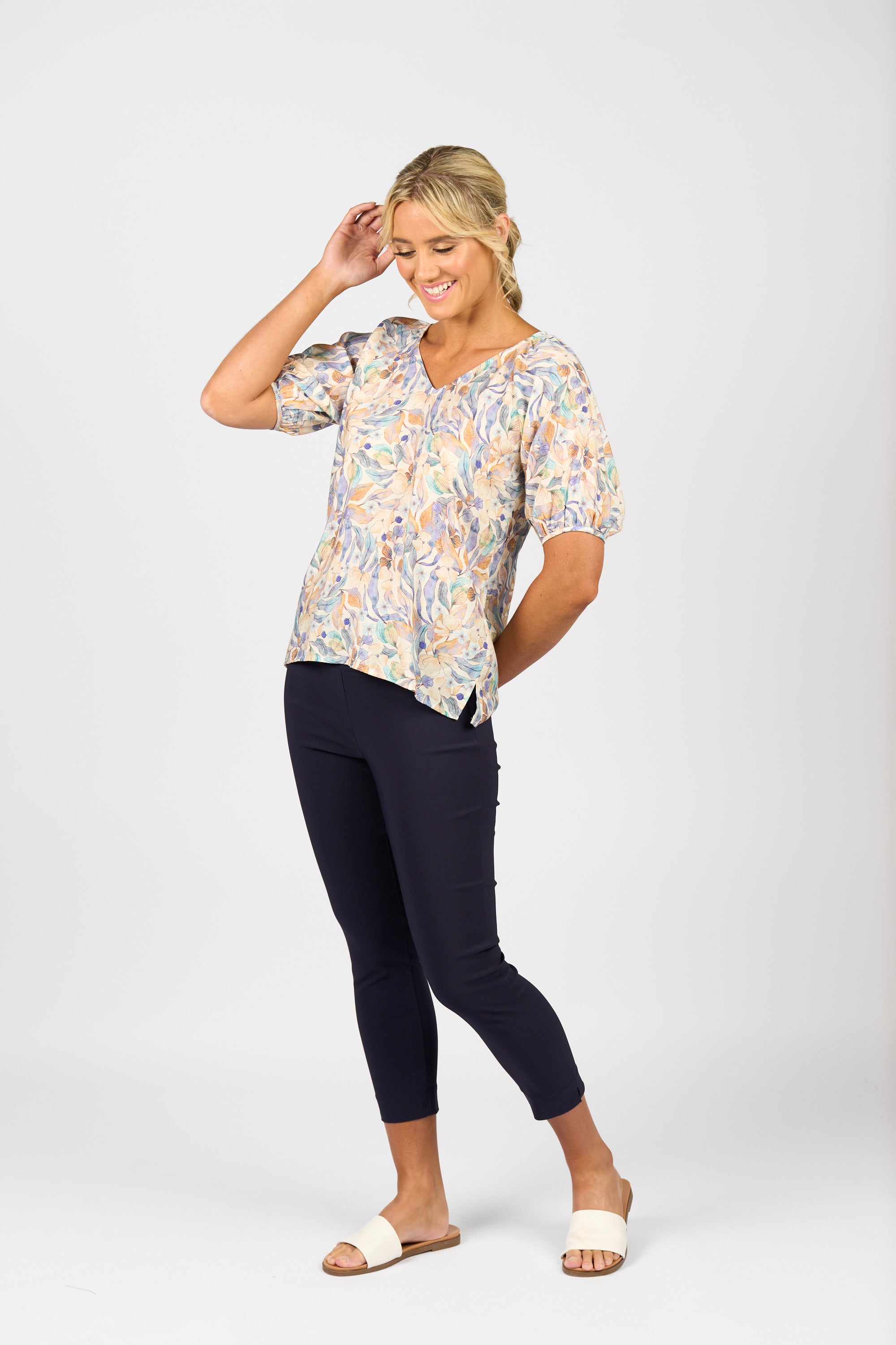 Vassalli Printed V Neck Top - Amalfi