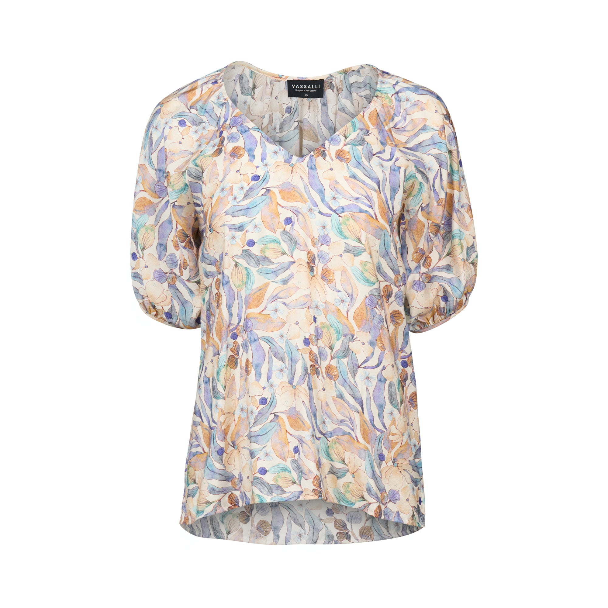 Vassalli Printed V Neck Top - Amalfi