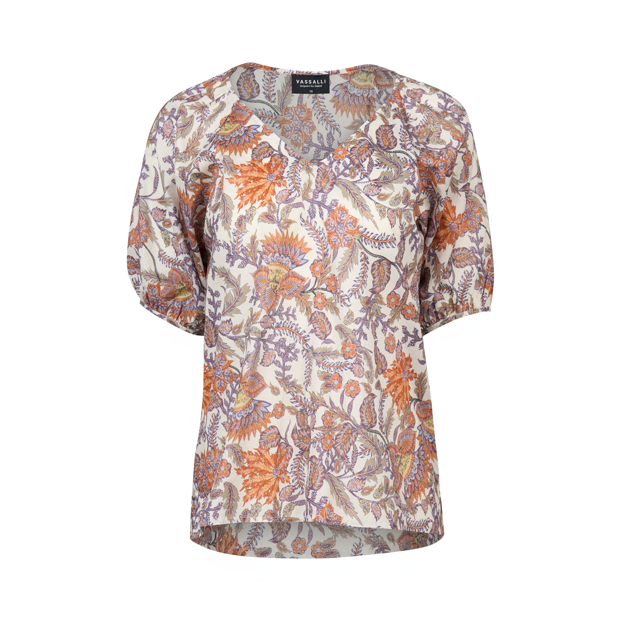 Vassalli Printed V Neck Top - Tuscany