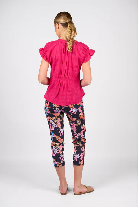 Vassalli Drop Shoulder Top - Cerise