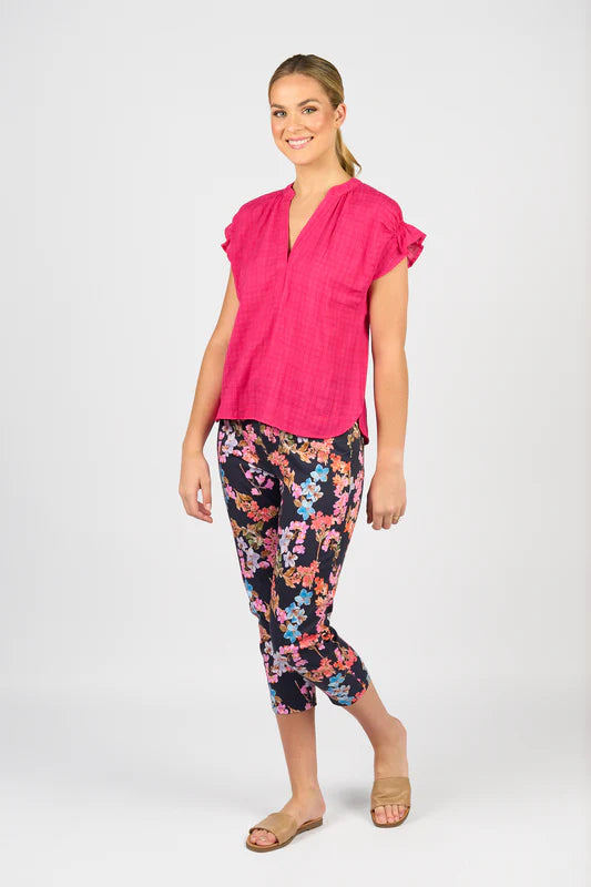 Vassalli Drop Shoulder Top - Cerise