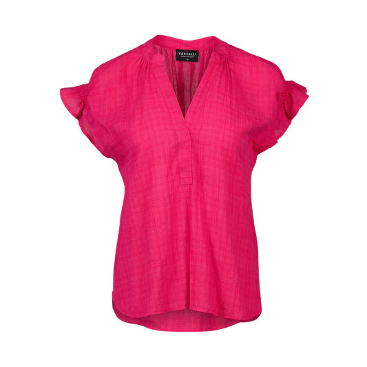Vassalli Drop Shoulder Top - Cerise