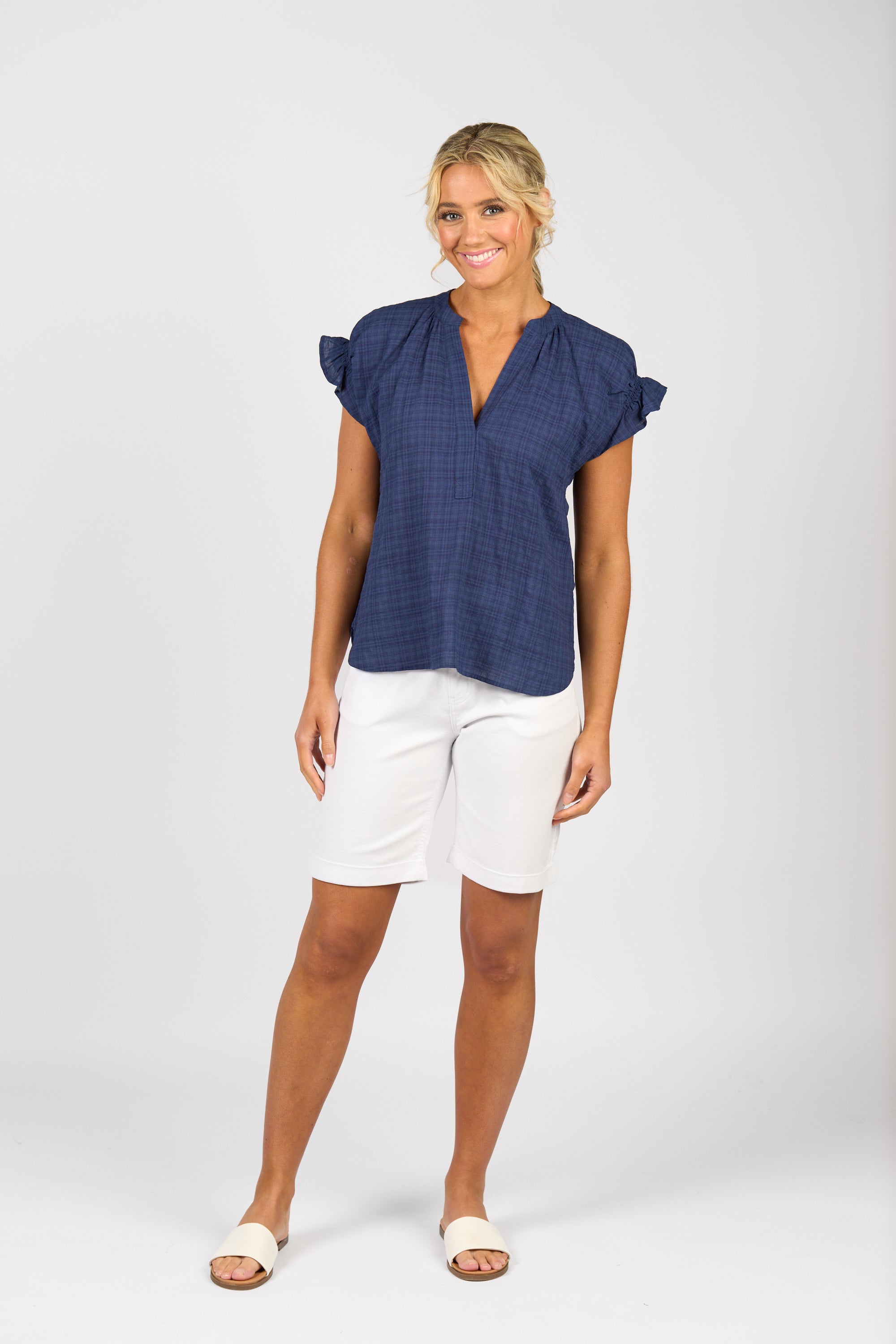 Vassalli Drop Shoulder Top - Navy