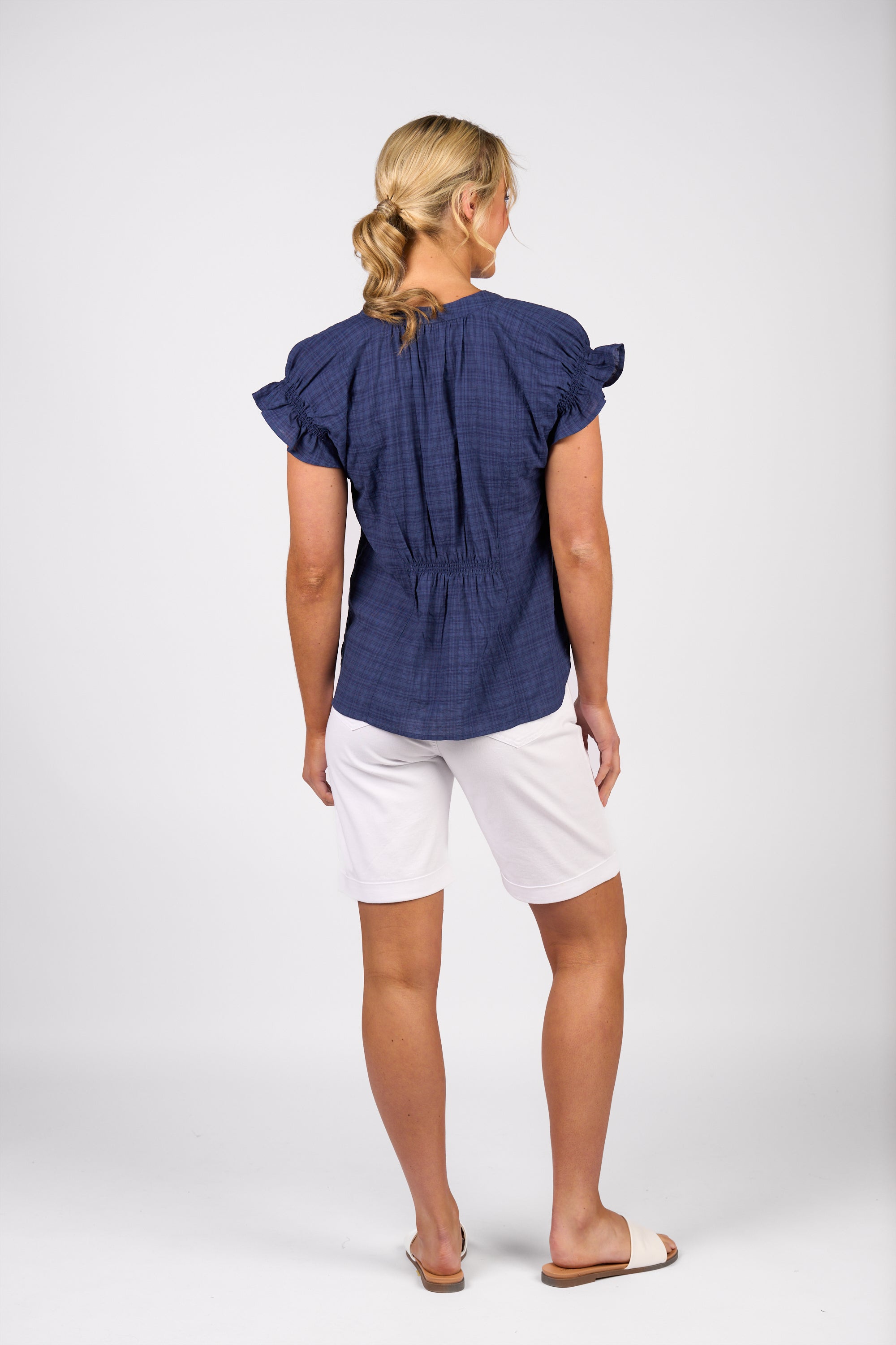 Vassalli Drop Shoulder Top - Navy