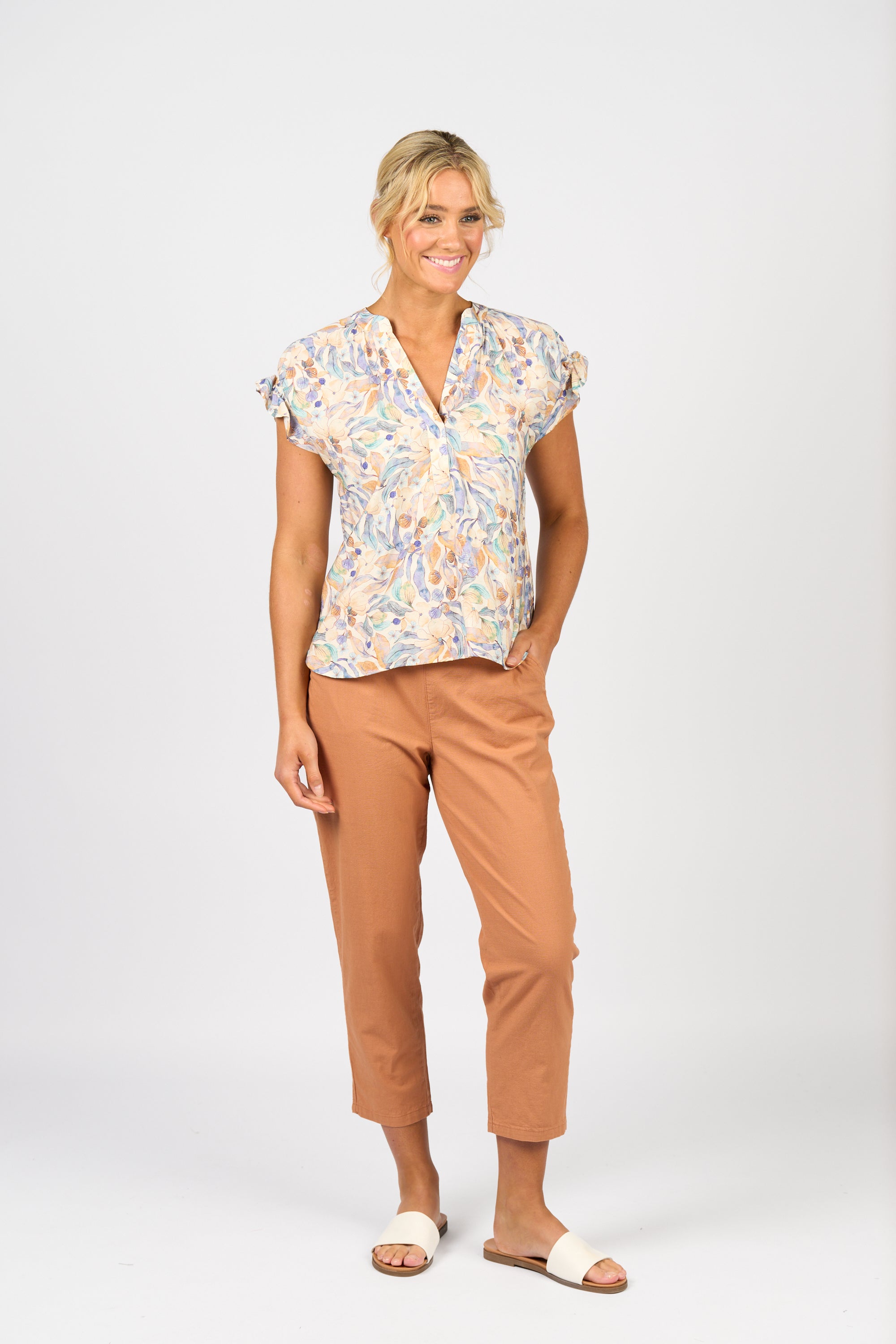 Vassalli Printed Drop Shoulder Top - Amalfi
