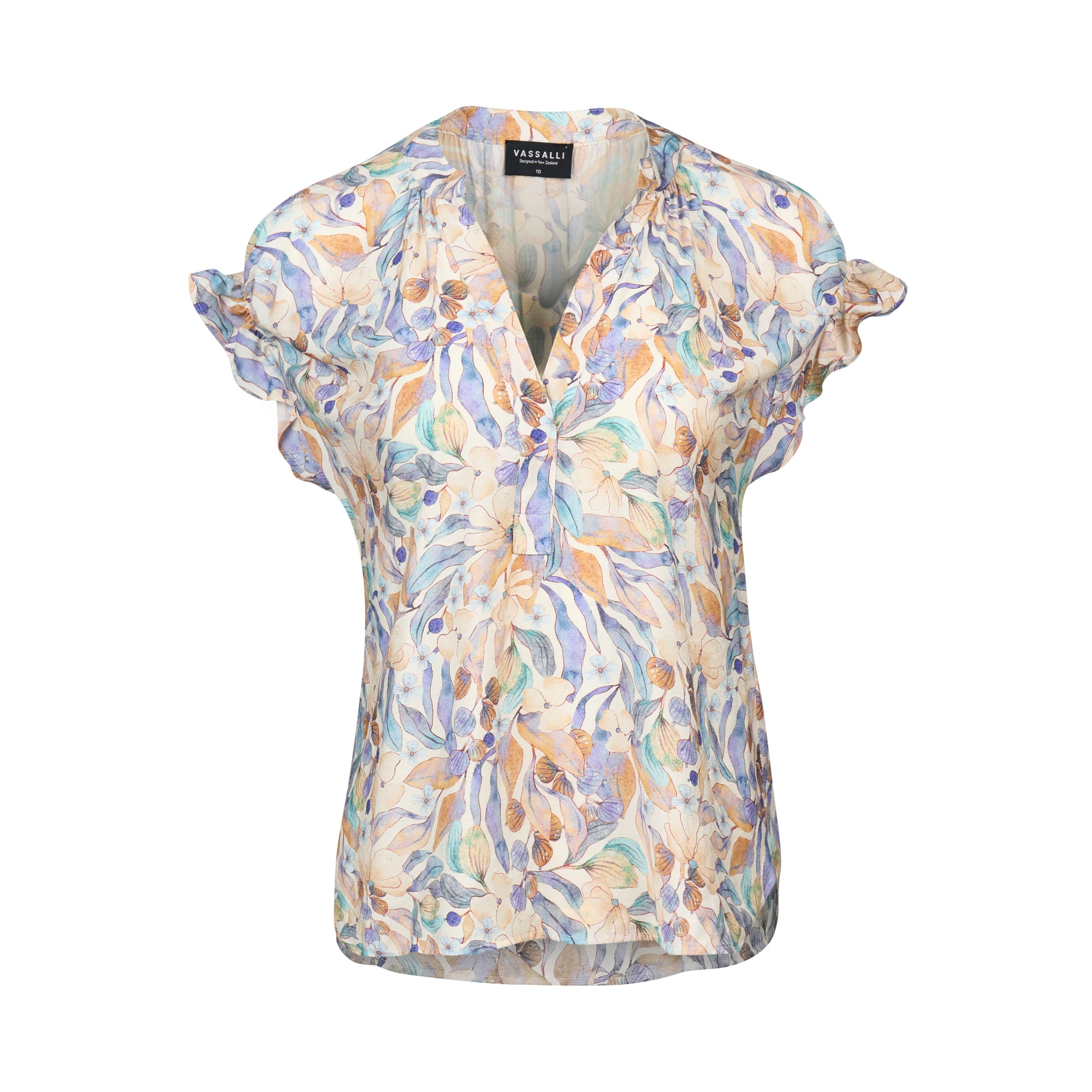 Vassalli Printed Drop Shoulder Top - Amalfi