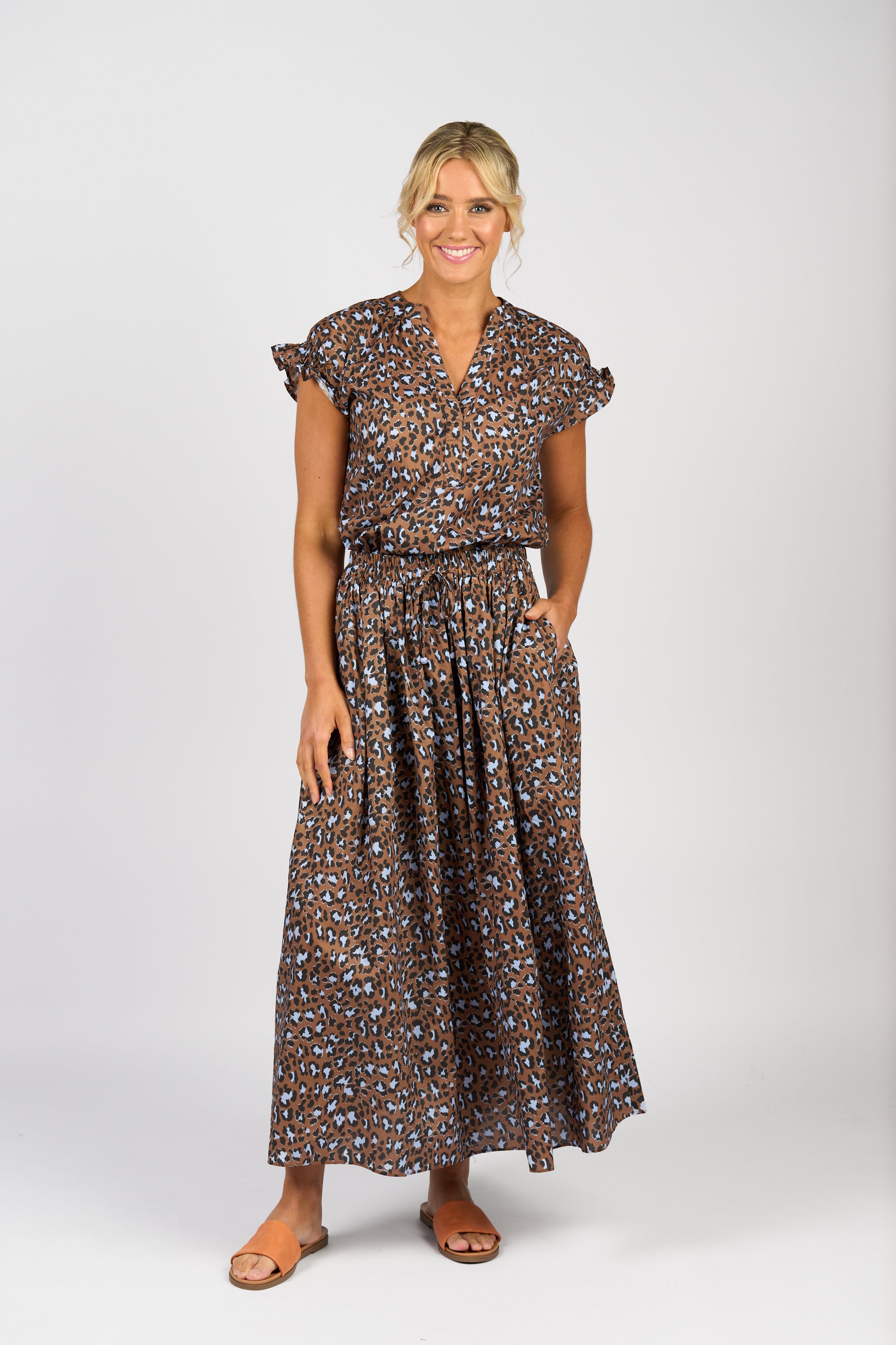 Vassalli Printed Drop Shoulder Top - Nala