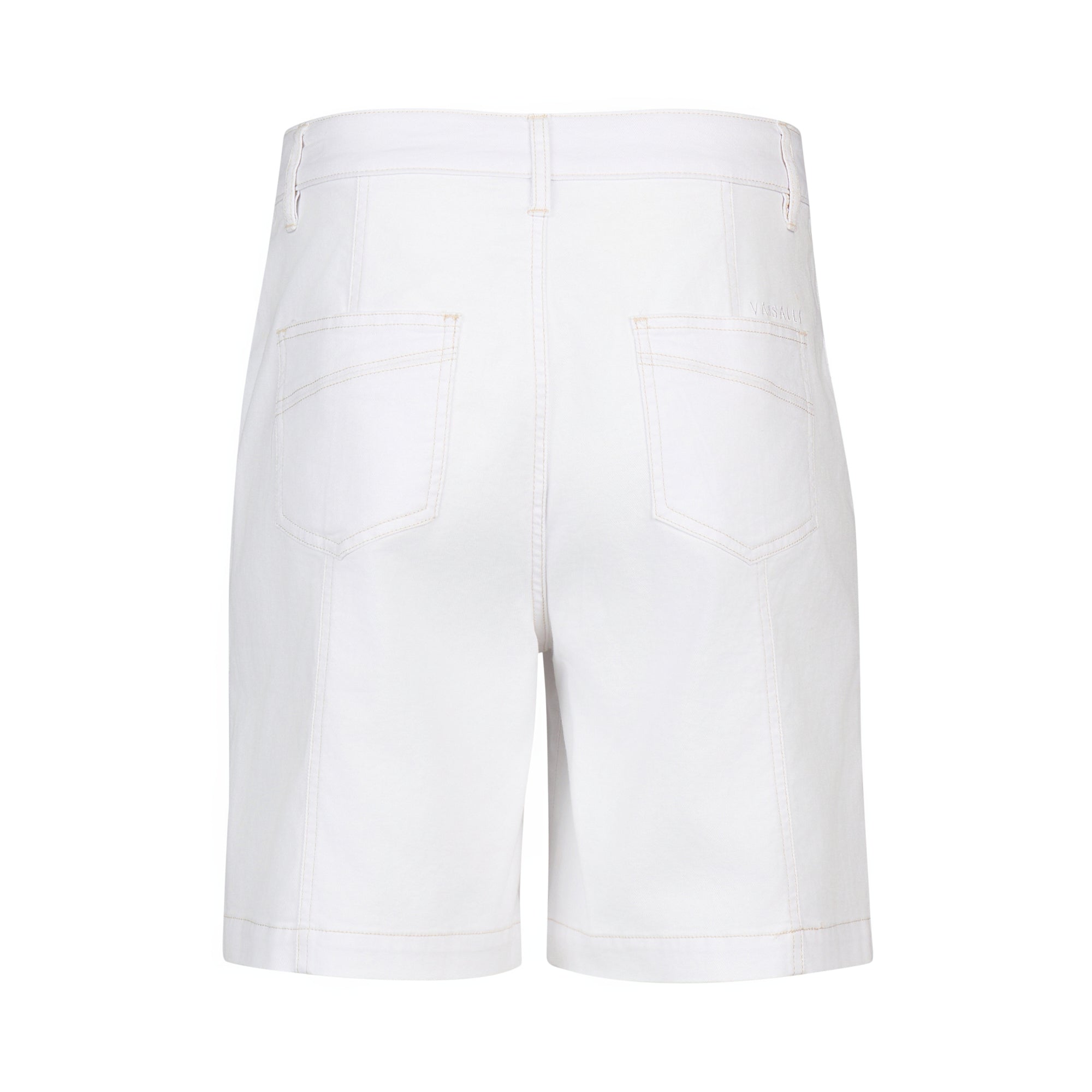 Vassalli Wide Leg Above Knee Double Pocket Short - White Denim