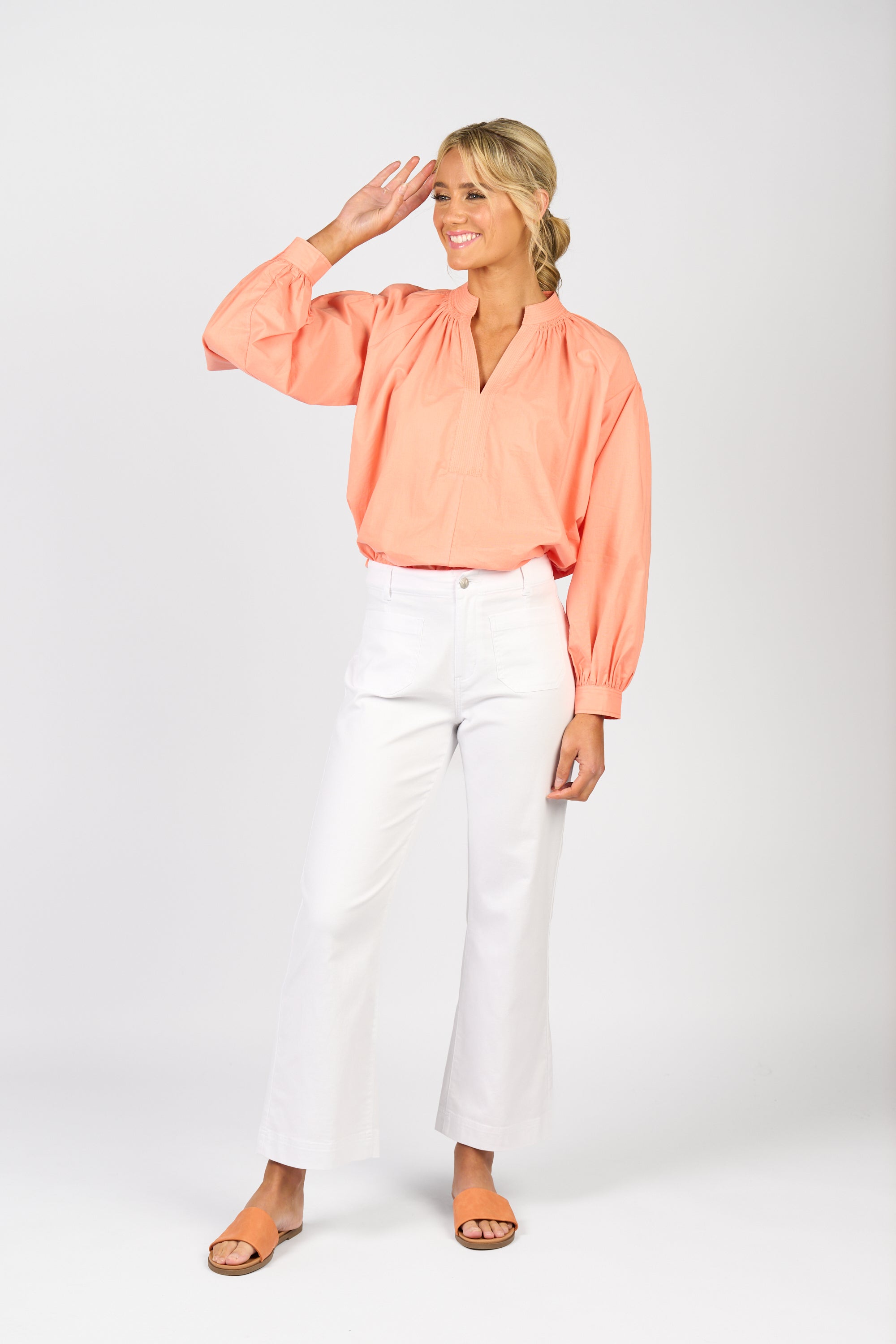 Vassalli Wide Leg Ankle Grazer Jean - White Denim