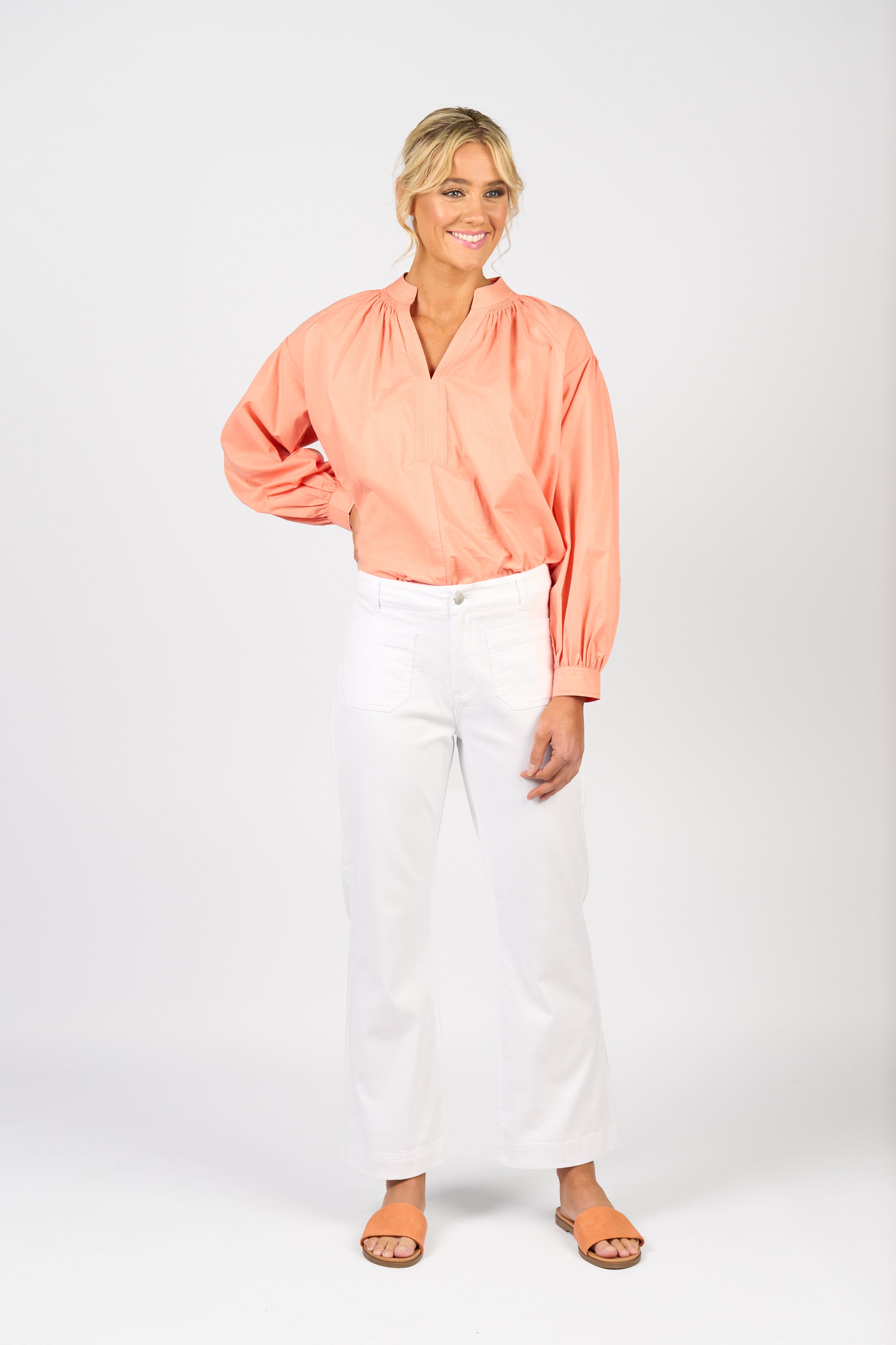 Vassalli Wide Leg Ankle Grazer Jean - White Denim