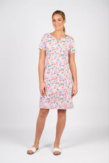 Vassalli Short Sleeve Printed Fitted Dress - Porto