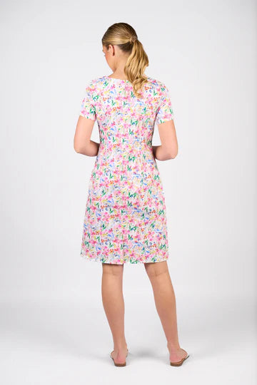 Vassalli Short Sleeve Printed Fitted Dress - Porto