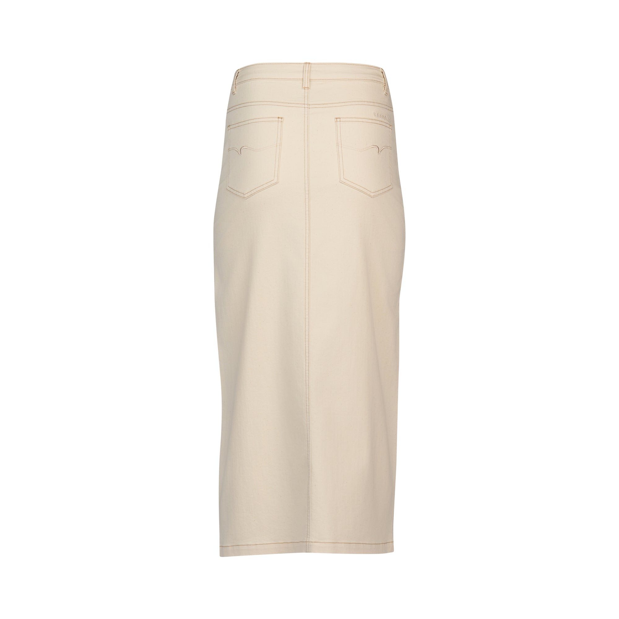 Vassalli Mid Length Skirt with Centre Front Split - Bone
