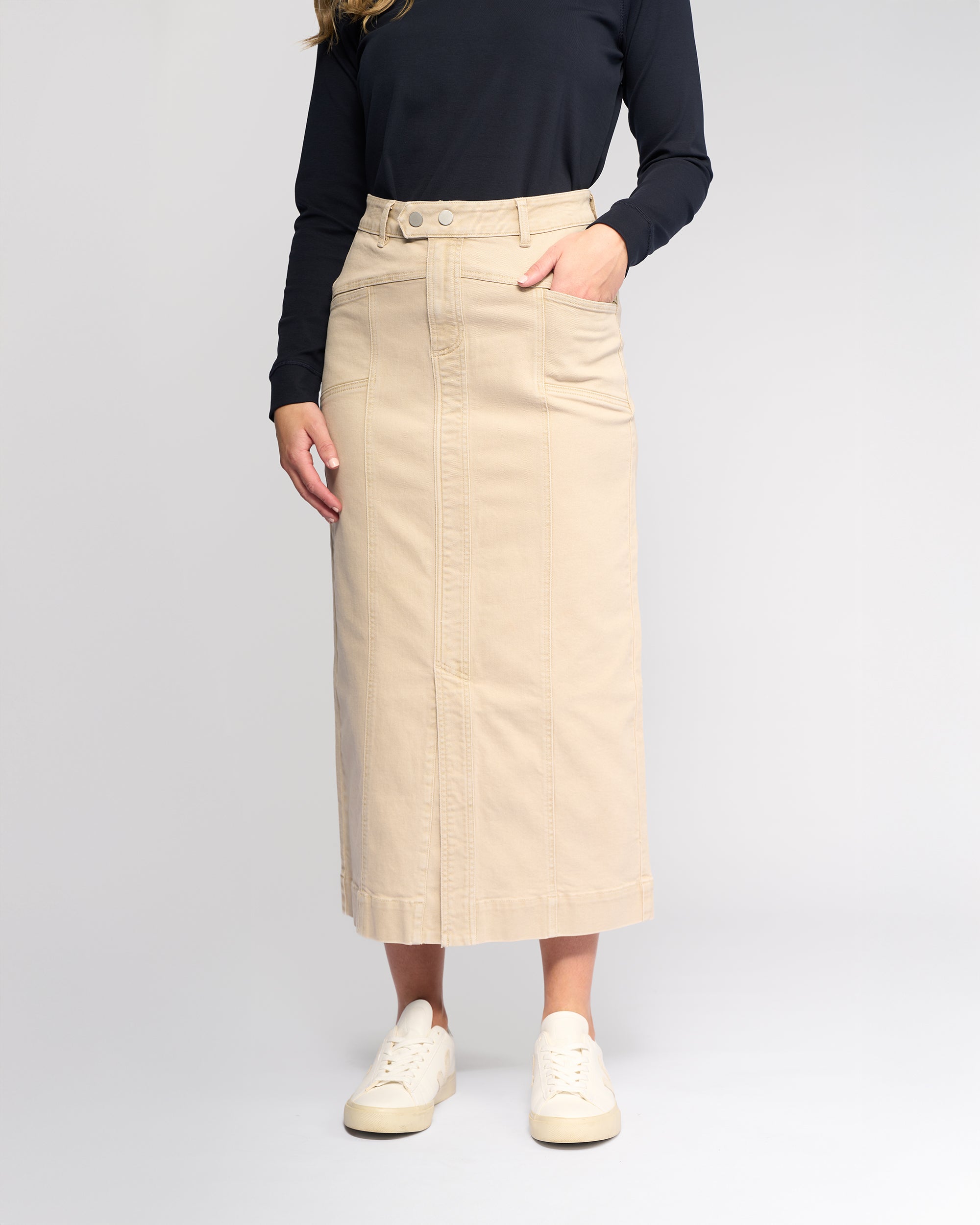 Vassalli Rook Skirt - Oat Denim